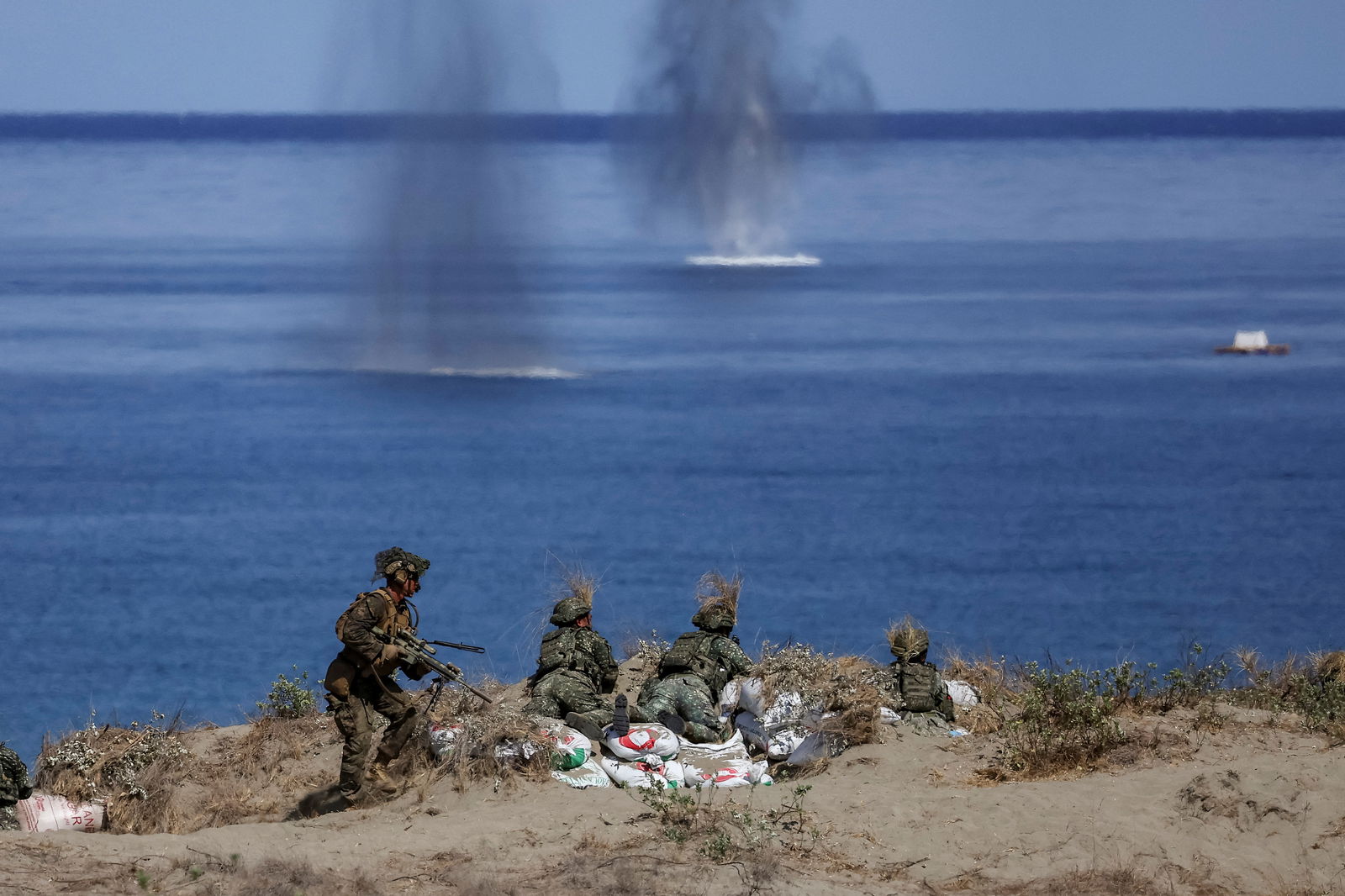 U.S. soldiers participate in the live fire exercise during the annual joint military exercises between U.S. and Philippine troops called "Balikatan" or shoulder-to-shoulder, at Laoag, Ilocos Norte, north of Manila, the Philippines, May 6, 2024.
