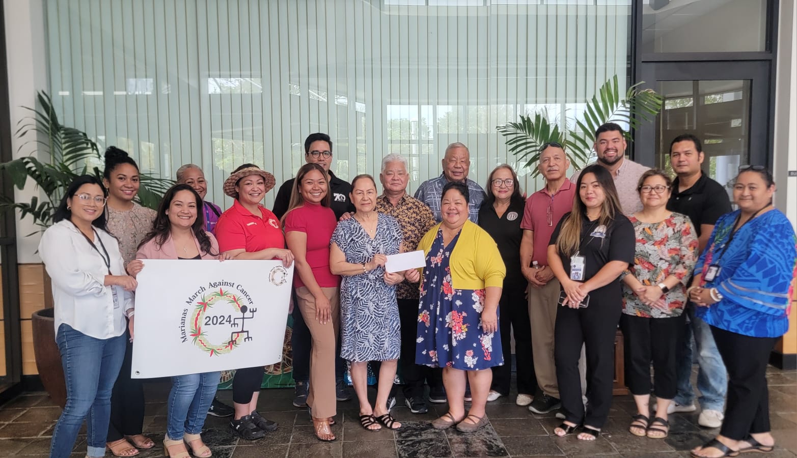 The 2024 Marianas March Against is honored to announce the generous contribution of $1,000 from the Lady Wella Foundation, solidifying their role as a Major Sponsor for this year's event. The foundation's dedication to community health and cancer awareness is commendable, and their support will play a significant role in advancing our mission in fighting cancer in the Marianas. In photo: Jenypy Sambile, first lady Wella Palacios, Gov. Arnold I. Palacios, Lt. Gov. David M. Apatang and Jocelyn F. Deleon Guerrero.