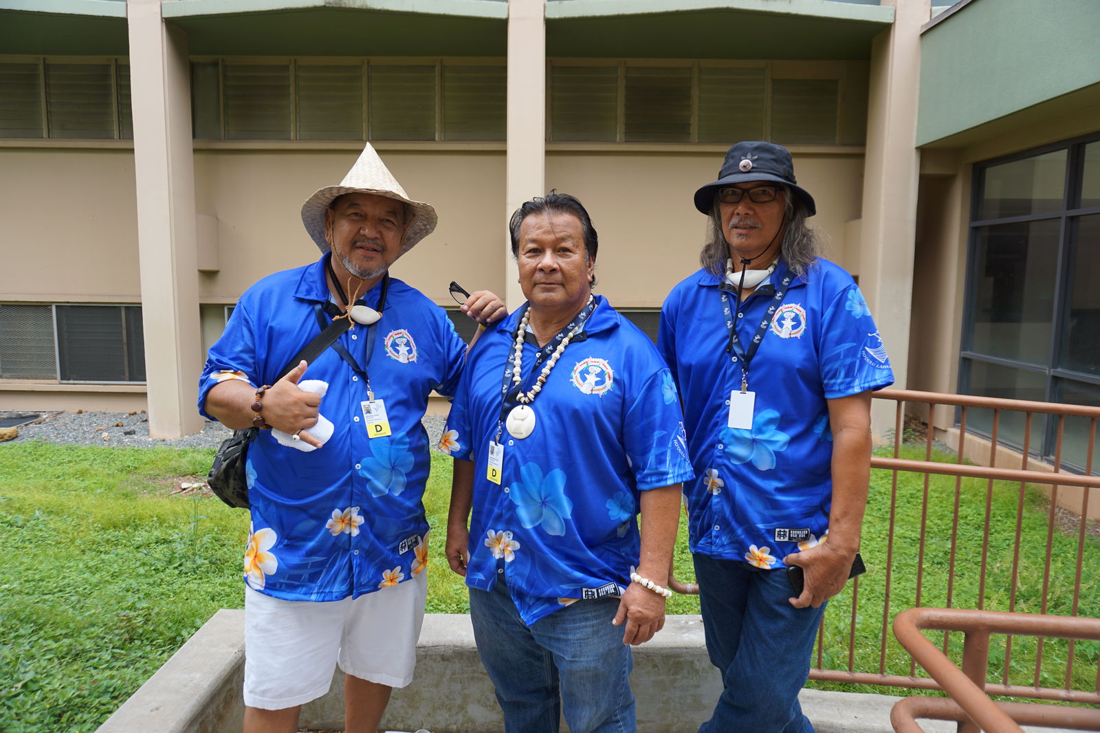 From left, Richard “Apanon” Manglona, Tim San Nicolas, and Dan “Liyangua” Barcinas are carvers from Rota.