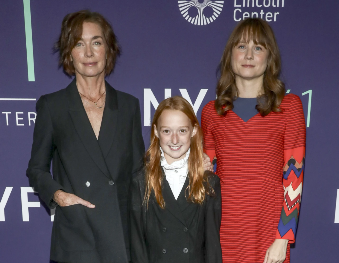 Actors Julianne Nicholson and Zoe Ziegler with director Annie Baker at Alice Tully Hall during the 61st New York Film Festival on Oct. 8, 2023 in New York.