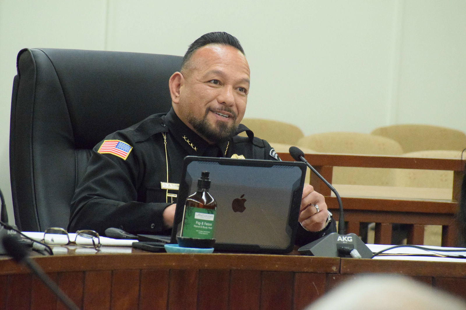 Department of Corrections Commissioner Anthony C. Cabrera speaks during a budget hearing conducted by House Ways and Means Committee in the House chamber on Thursday.