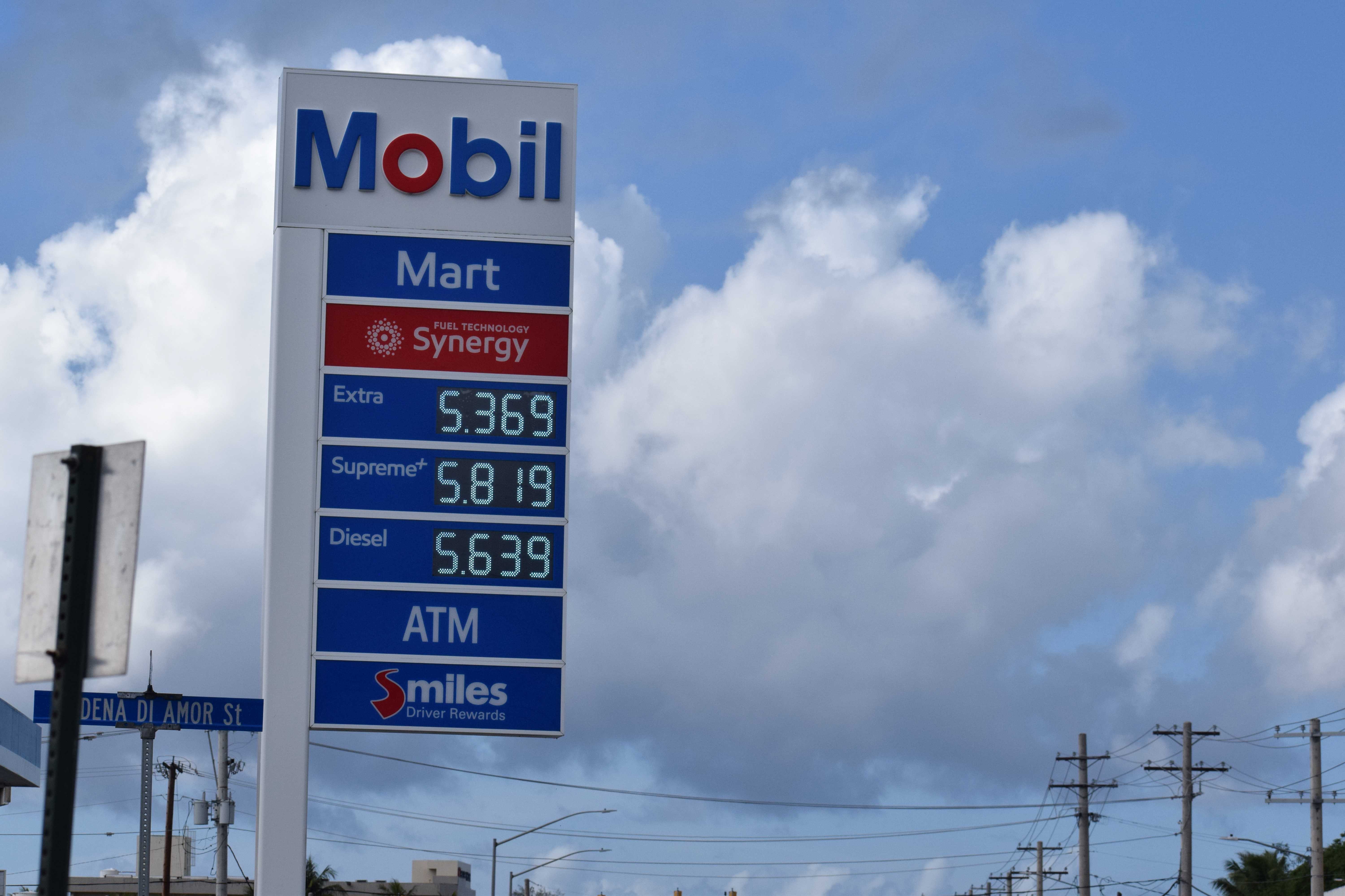 Mobil Oil Marianas on Middle Road in Garapan displays its new prices on Tuesday.