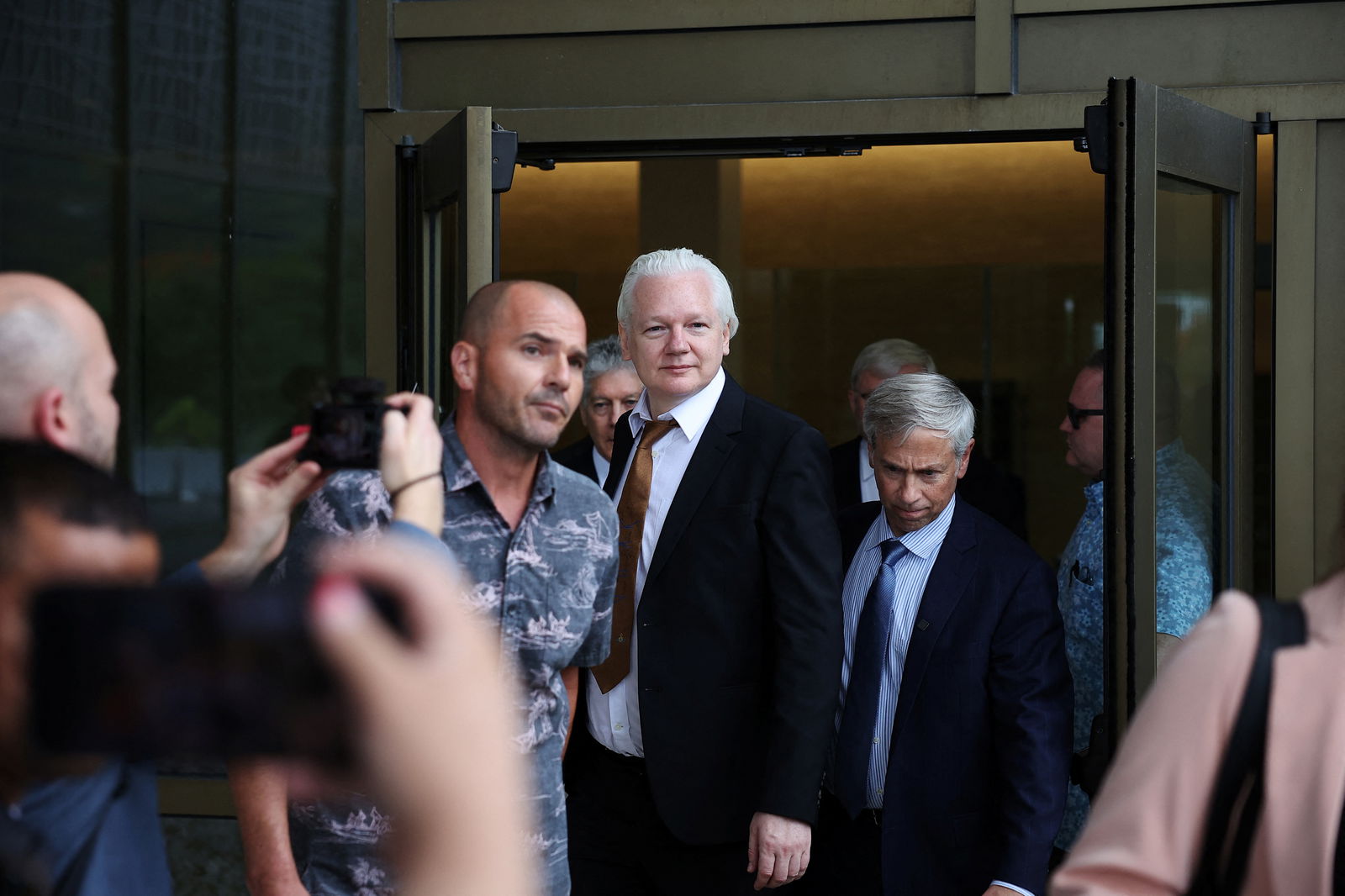 WikiLeaks founder Julian Assange leaves the United States District Court following a hearing, in Saipan, Northern Mariana Islands, June 26, 2024. 