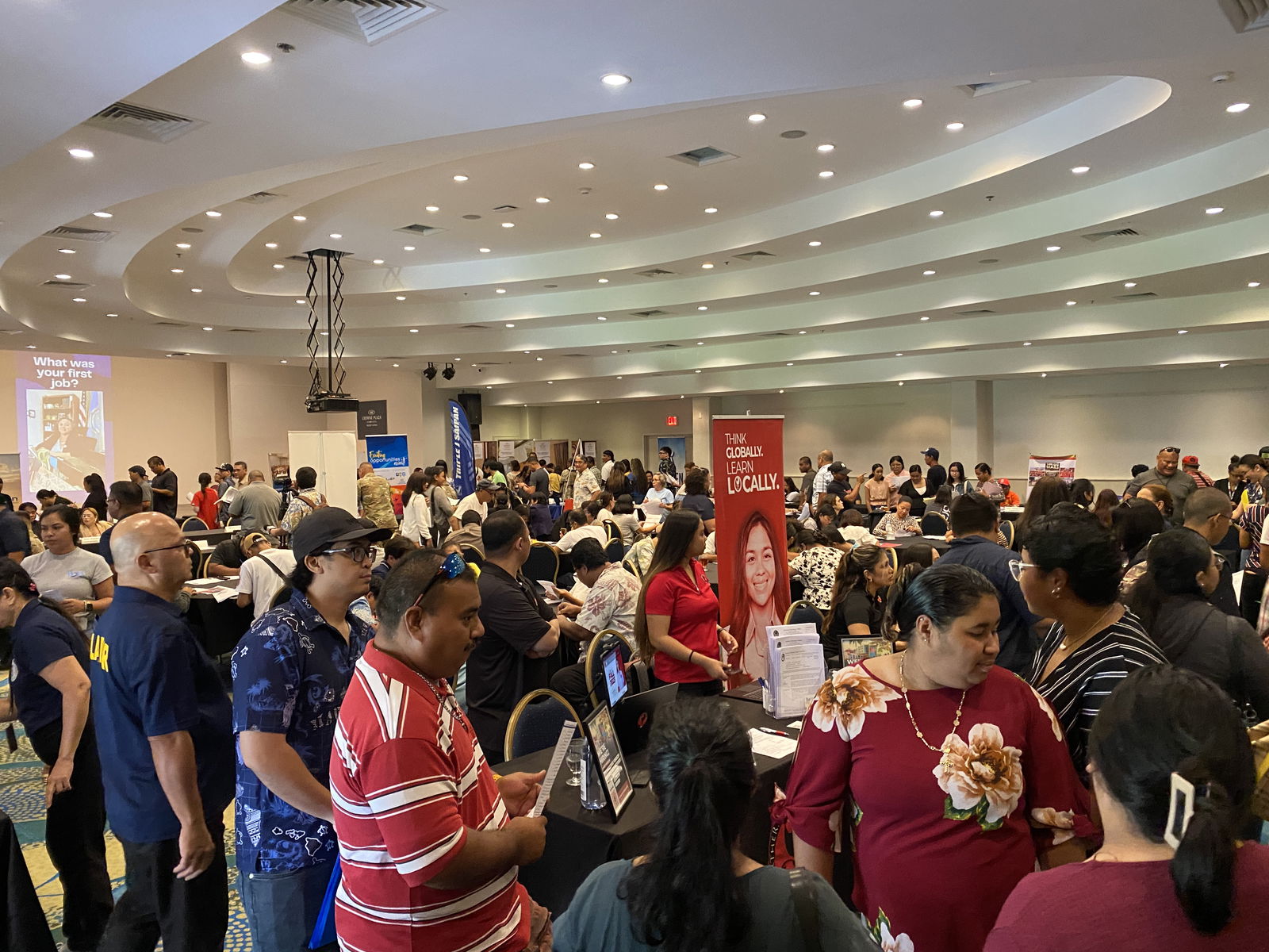 Dozens of people attend a job fair hosted by the CNMI Department of Labor at the Crowne Plaza Resort on Sept. 15, 2023.