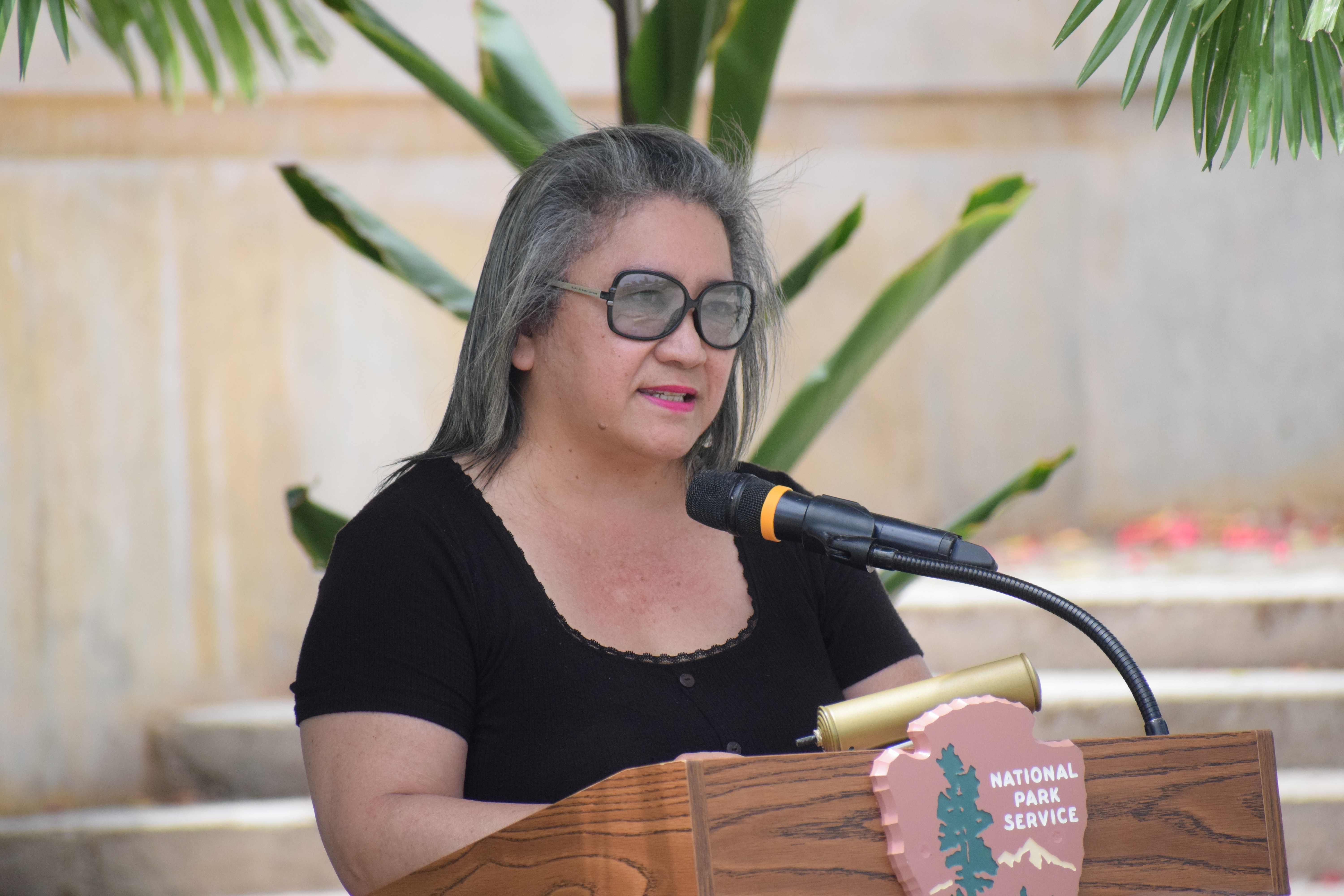 Senate President Edith Deleon Guerrero delivers her remarks.