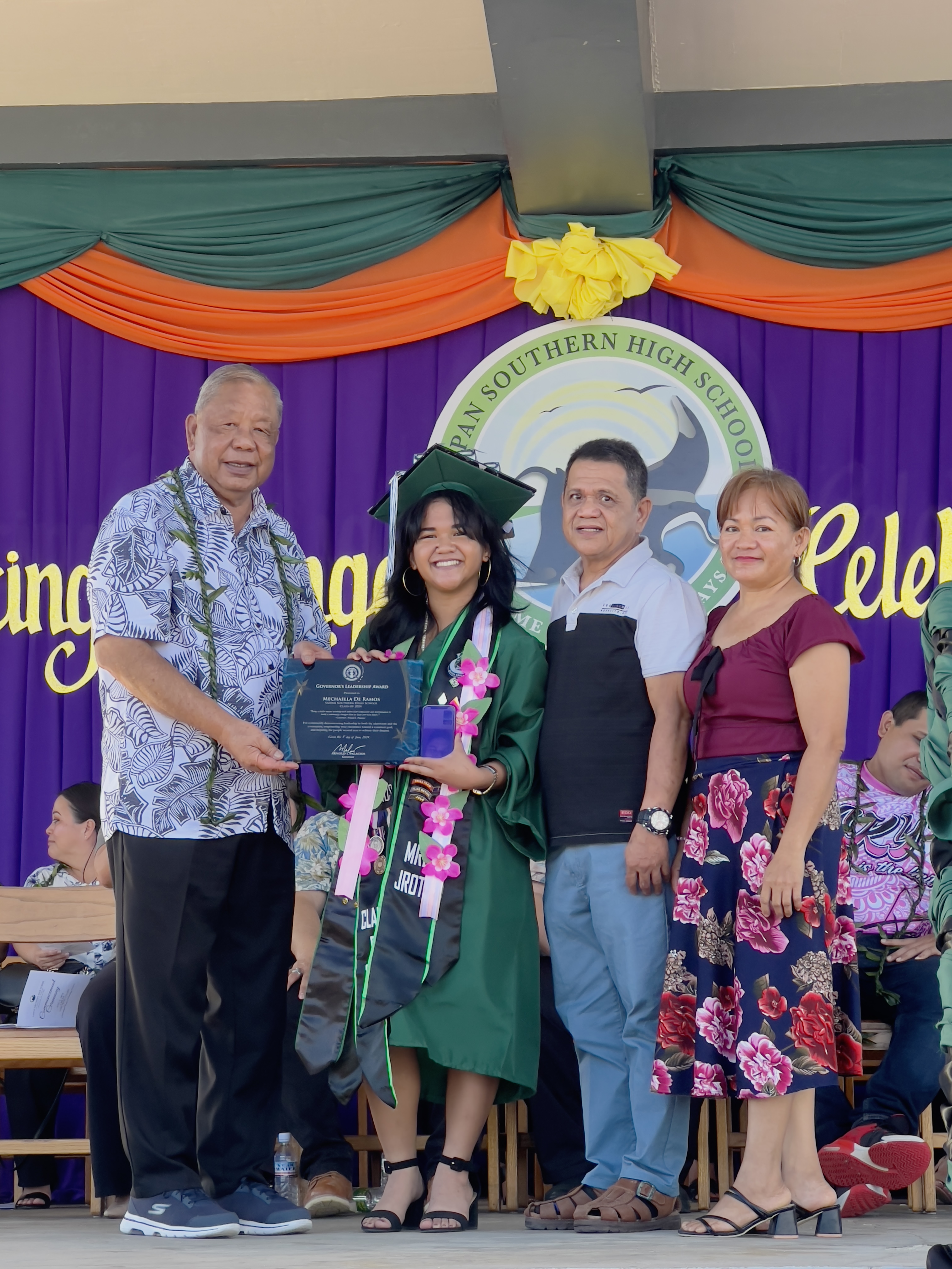 The Governor’s Leadership Award was presented to Mechaella De Ramos by acting Gov. David M. Apatang.