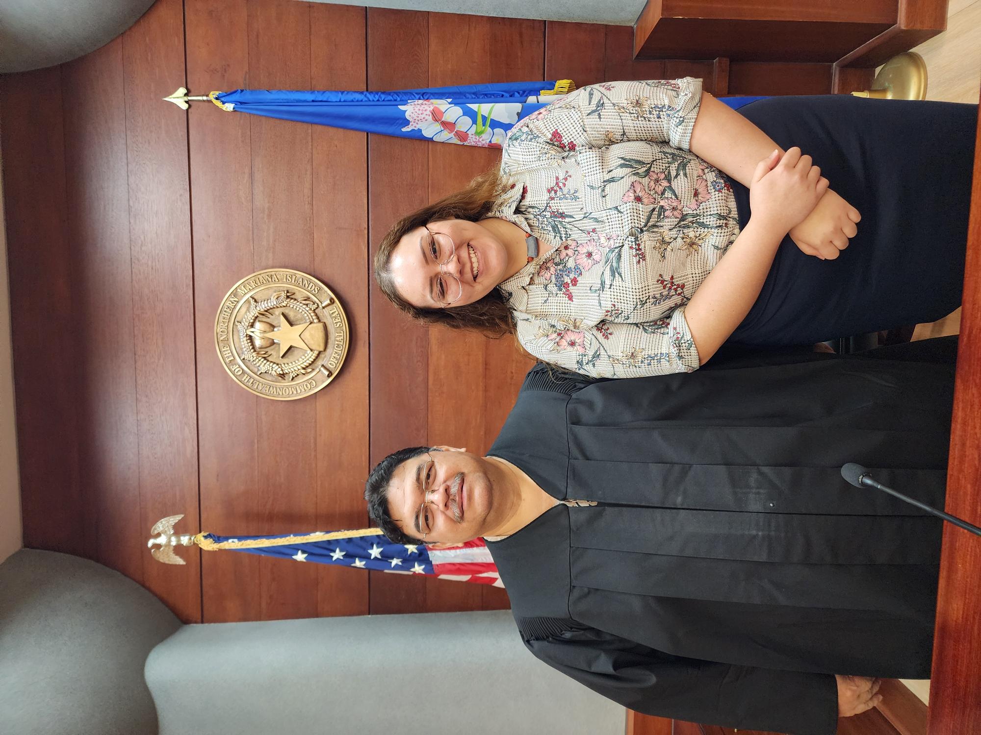 Brianna Hunter with Associate Judge Joseph N. Camacho.
