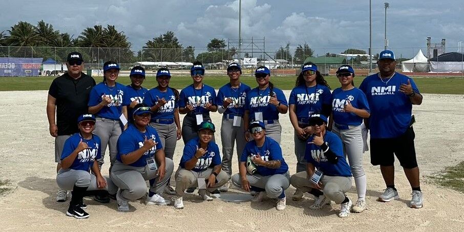 The NMI Women’s National Fast-Pitch Softball Team players and coaches pose for a photo after their training session at the Majuro field on Saturday morning.