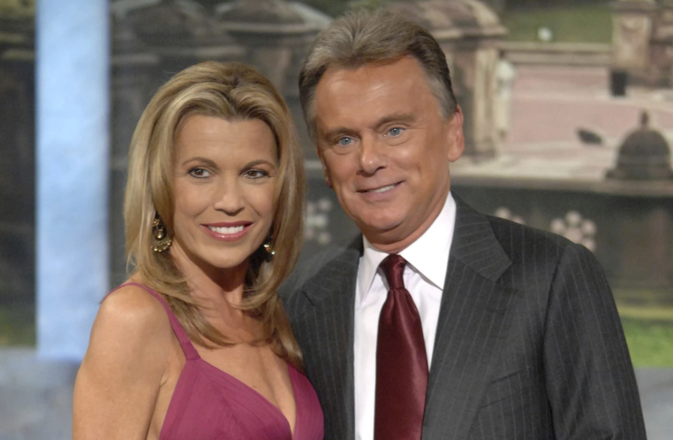 Vanna White, left, and Pat Sajak make an appearance at Radio City Music Hall for a taping of celebrity week on "Wheel of Fortune" in New York on Sept. 29, 2007.