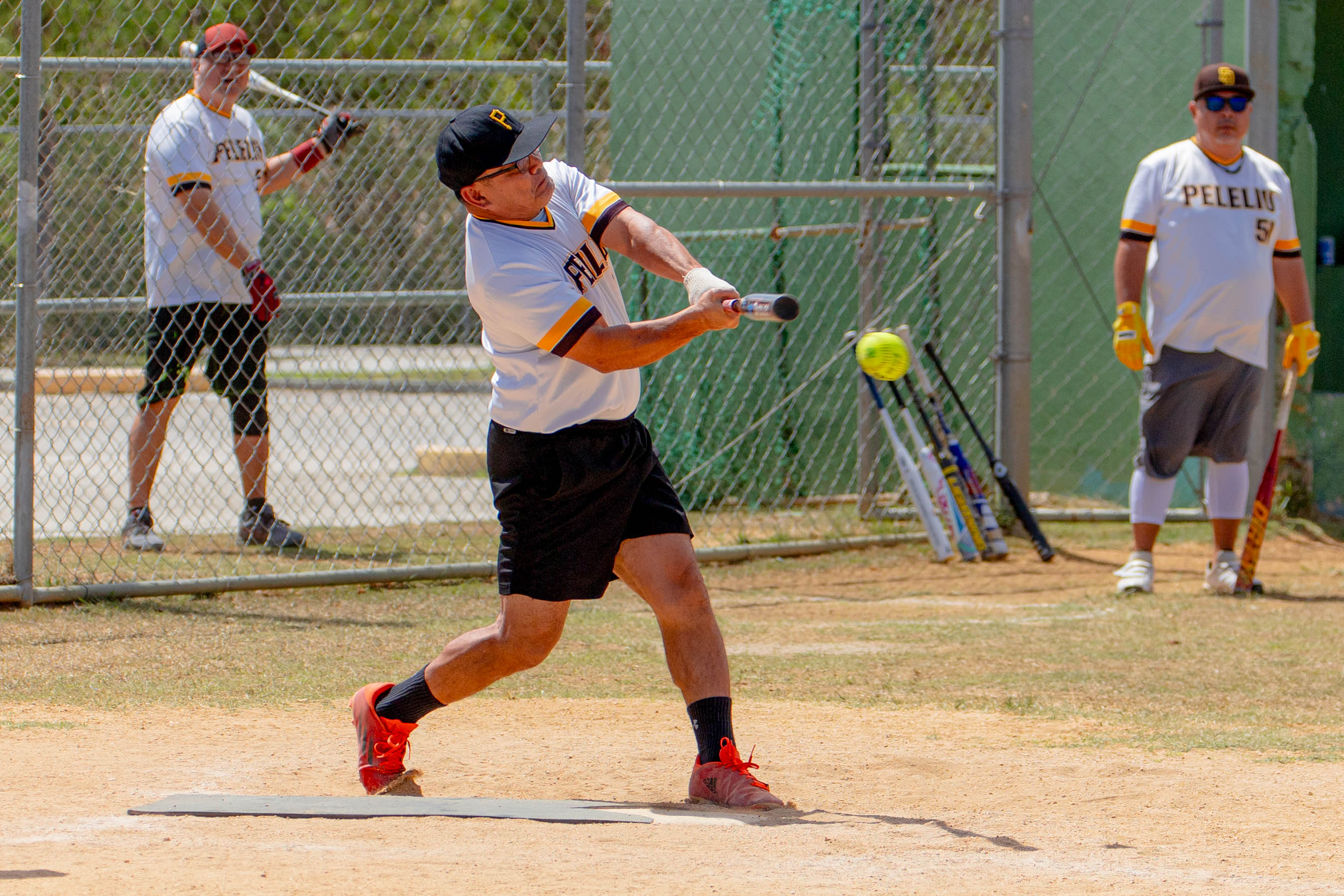 Peliliu's John Terlaje connects a single during a game in the 2024 Budweiser Belau Amateur Softball Association League at the Dandan baseball field.Photo by Russelle Vicente