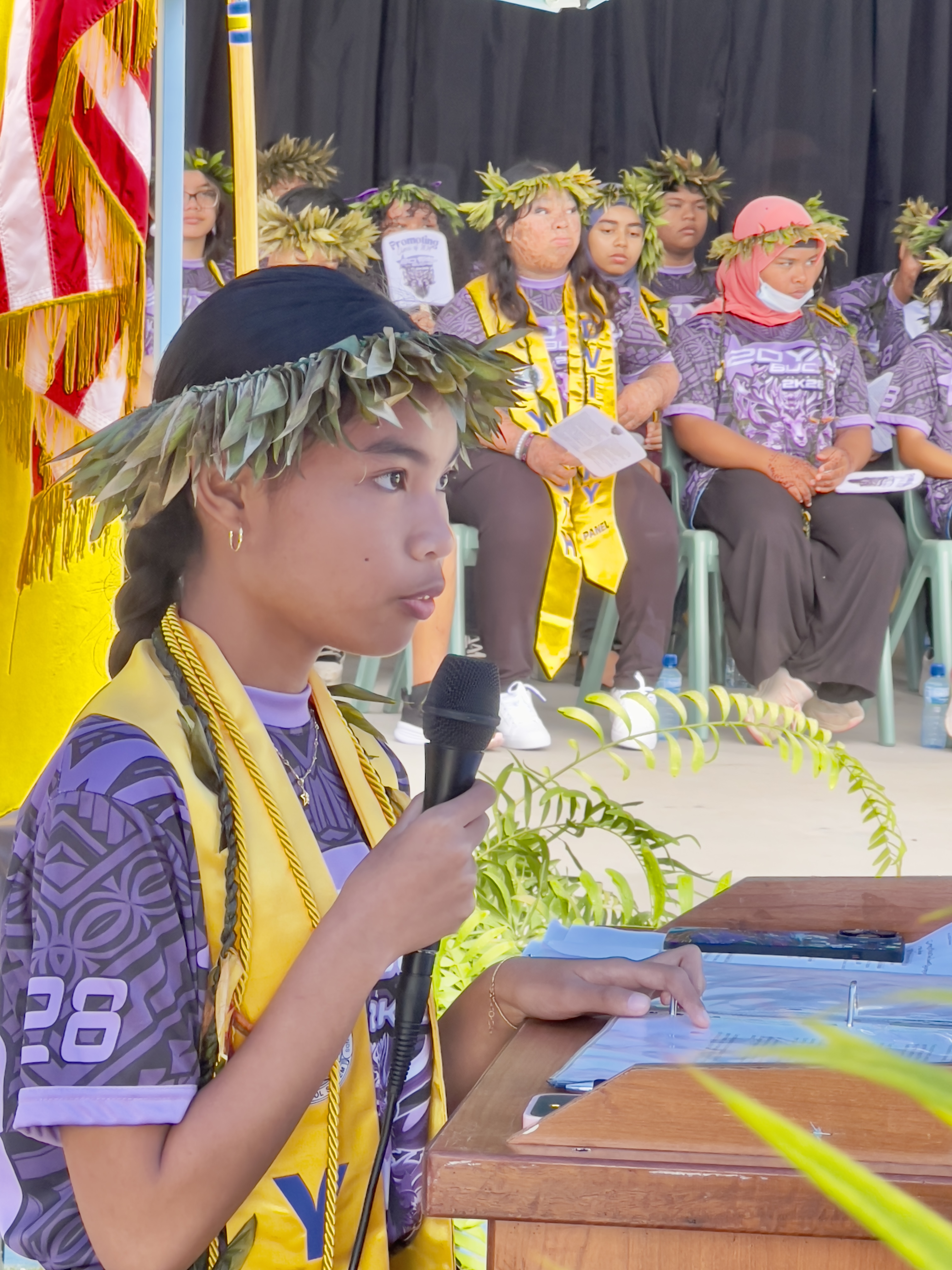 Class salutatorian Jashly G. Vilaspir delivers her address.