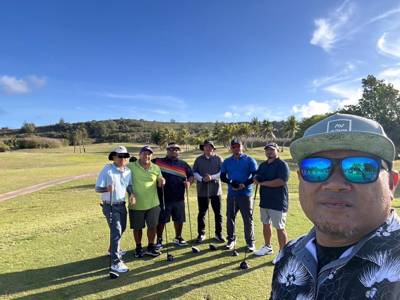 In photo: Pencheng Wu, Fr. James Balajadia, Freddy Salavaria and other players at the SPLC's 3rd Annual Golf Tournament.