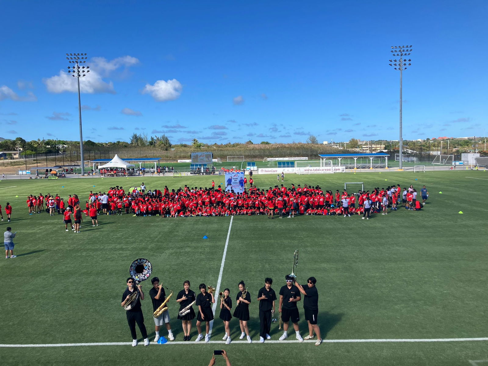 Performing during the President's Cup at the Koblerville soccer field.