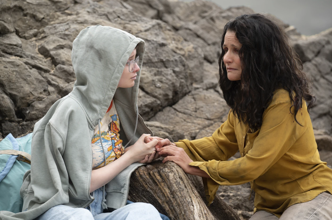 Lola Petticrew, left, and Julia Louis-Dreyfus in a scene from “Tuesday.”