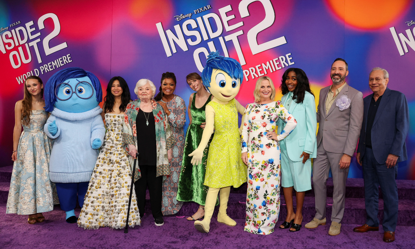 Liza Lapira, June Squibb, Yvette Nicole Brown, Maya Hawke, Kensington Tallman, Amy Poehler, Ayo Edebiri, Tony Hale and Lewis Black attend the world premiere of the film "Inside Out 2" in Los Angeles, California,  June 10, 2024.