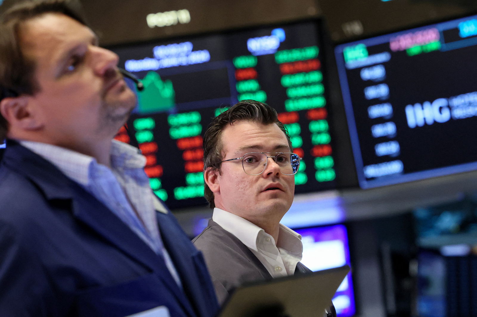 Traders work on the floor at the New York Stock Exchange in New York City, June 3, 2024.