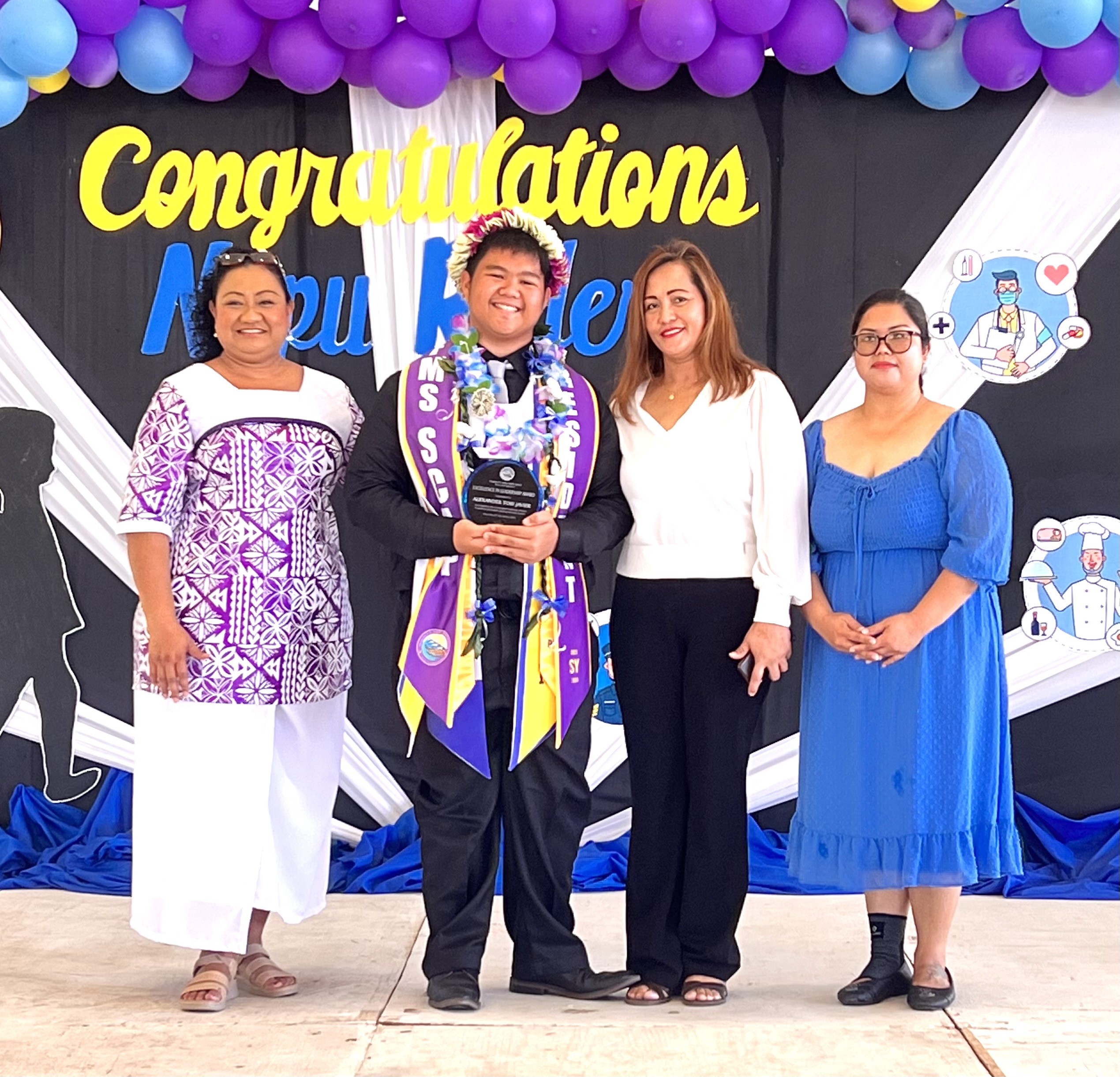 The Excellence in Leadership Award was presented to Alexander Javier for his leadership  by Principal Cherlyn Osung and Vice Principal Catherine Cabrera.
