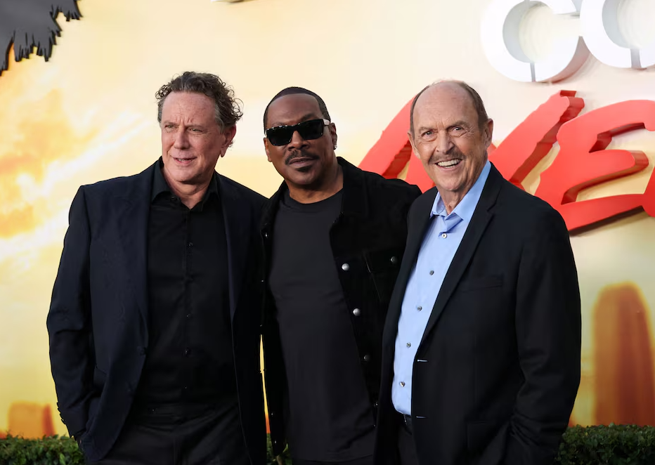 Judge Reinhold, Eddie Murphy and John Ashton attend the World premiere of "Beverly Hills Cop: Axel F" at the Wallis Annenberg Center for the Performing Arts in Beverly Hills, California, June 20, 2024.