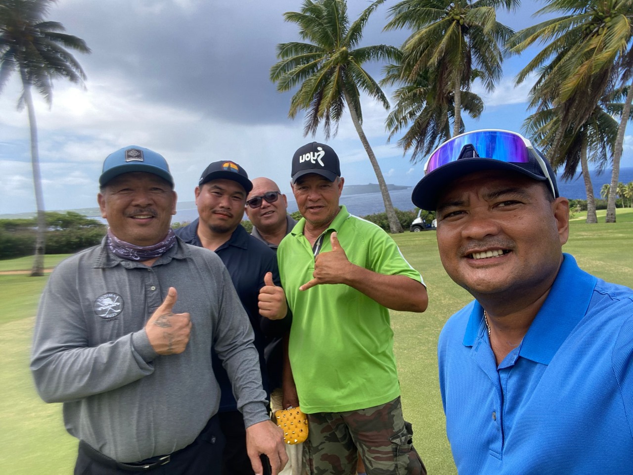 From left, Ben Duenas, Domingo Atalig, Nick Leon Guerrero, and Joe "Kamakaze" Camacho pose for a photo during the Amigos Golf Club's June Ace of the Month Tournament at  Laolao Bay Golf & Resort on June 16.