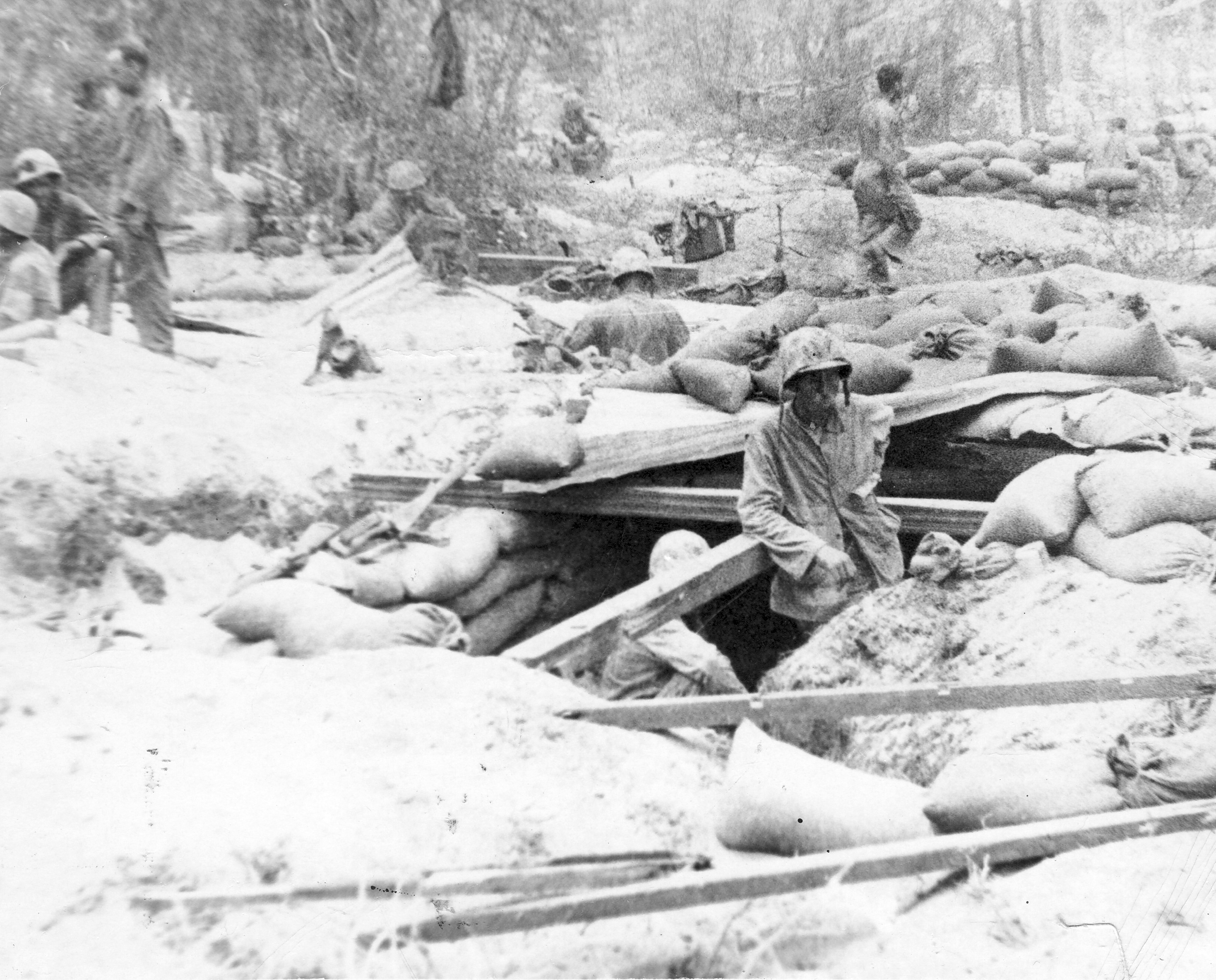 The 121st command post on Blue Beach, June 16, 1944.