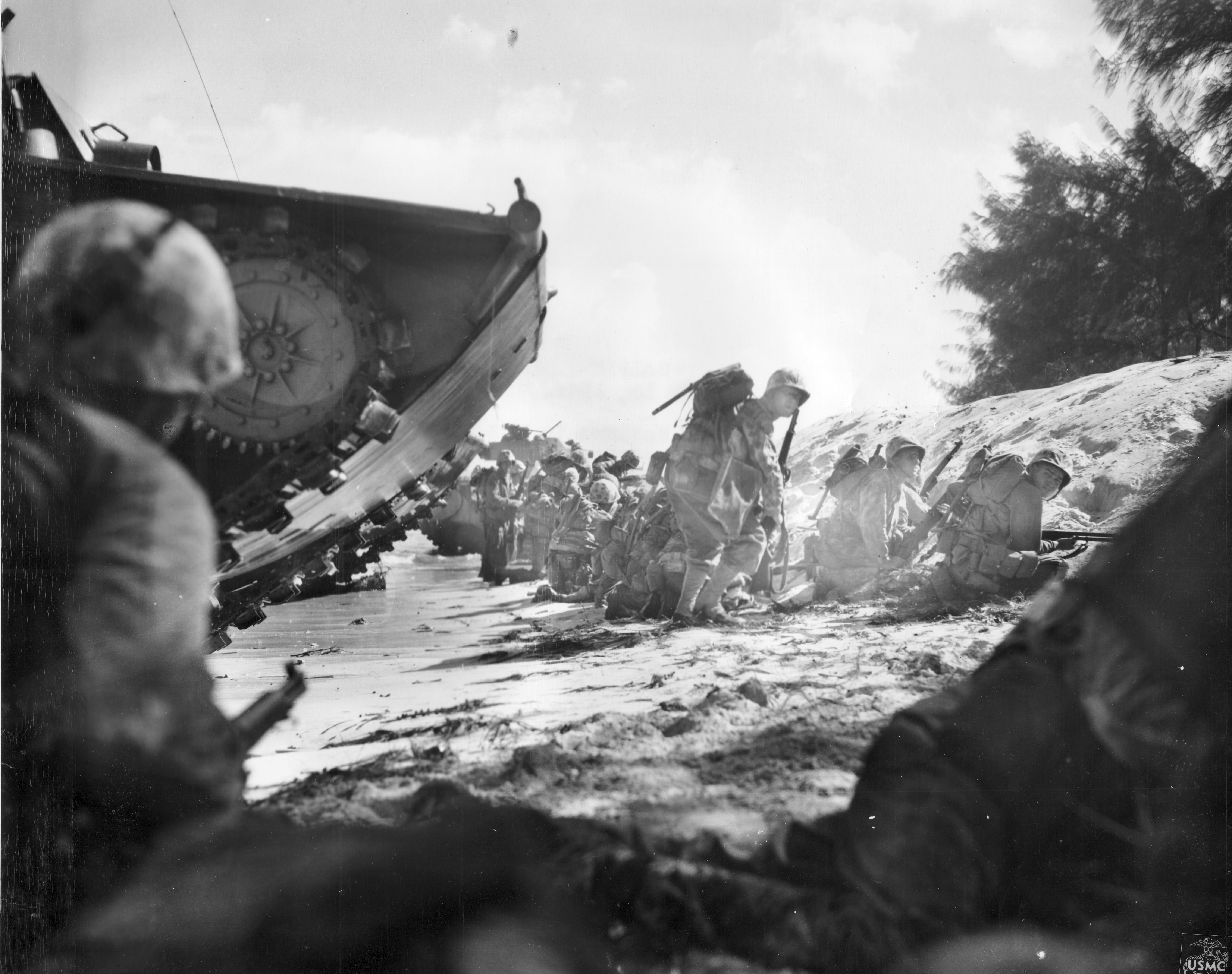 The first wave to land on Saipan.