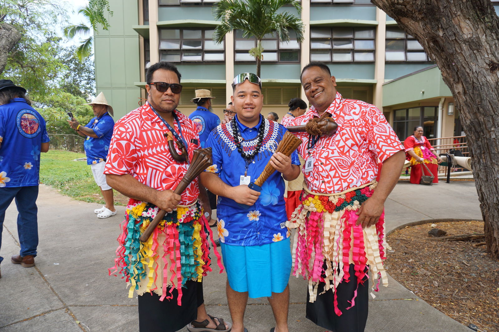 CNMI and Tongan delegation members pose for a photo ahead of the opening ceremony​​.