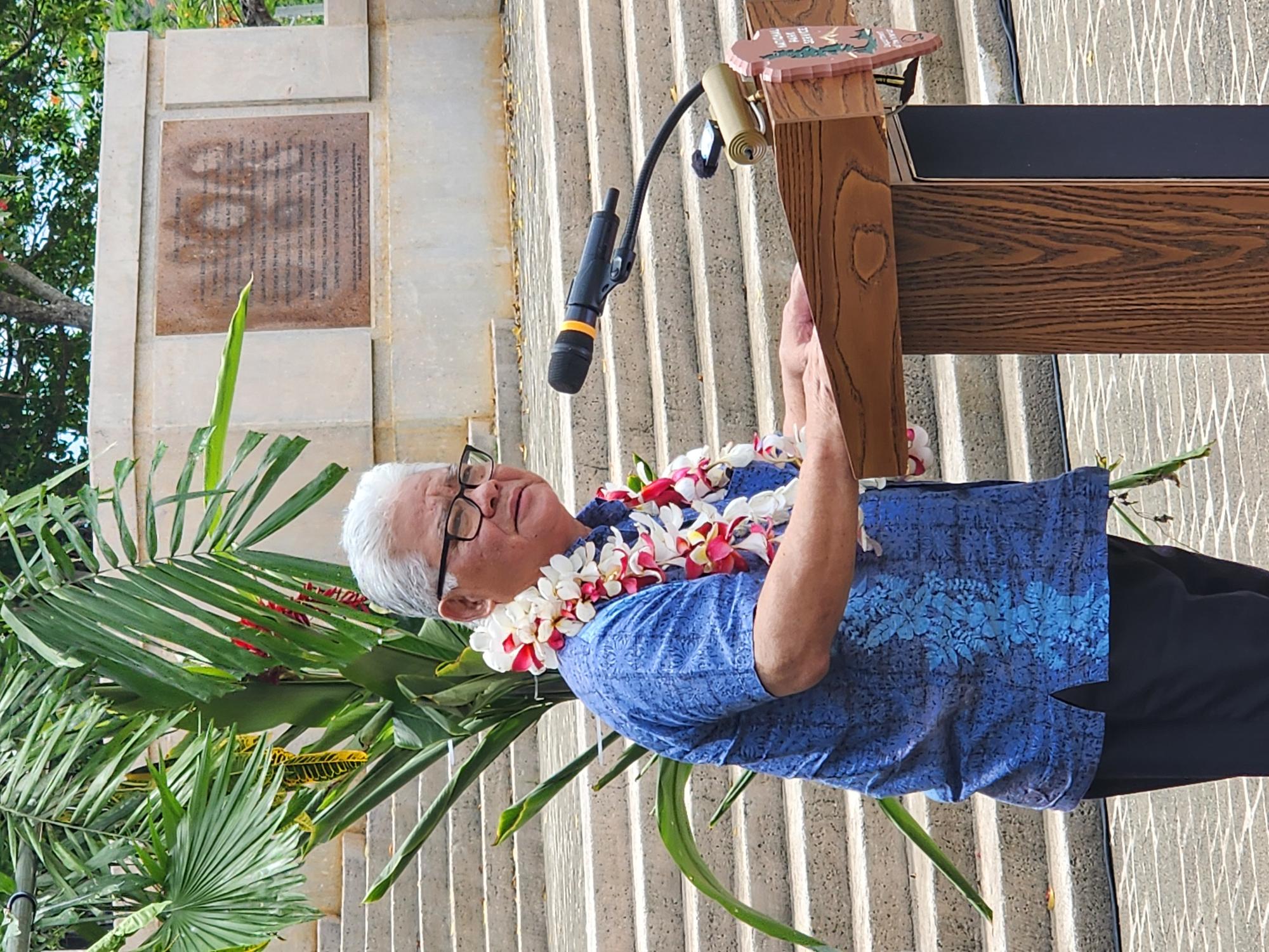 Gov. Arnold Palacios delivers his remark at American Memorial Park.