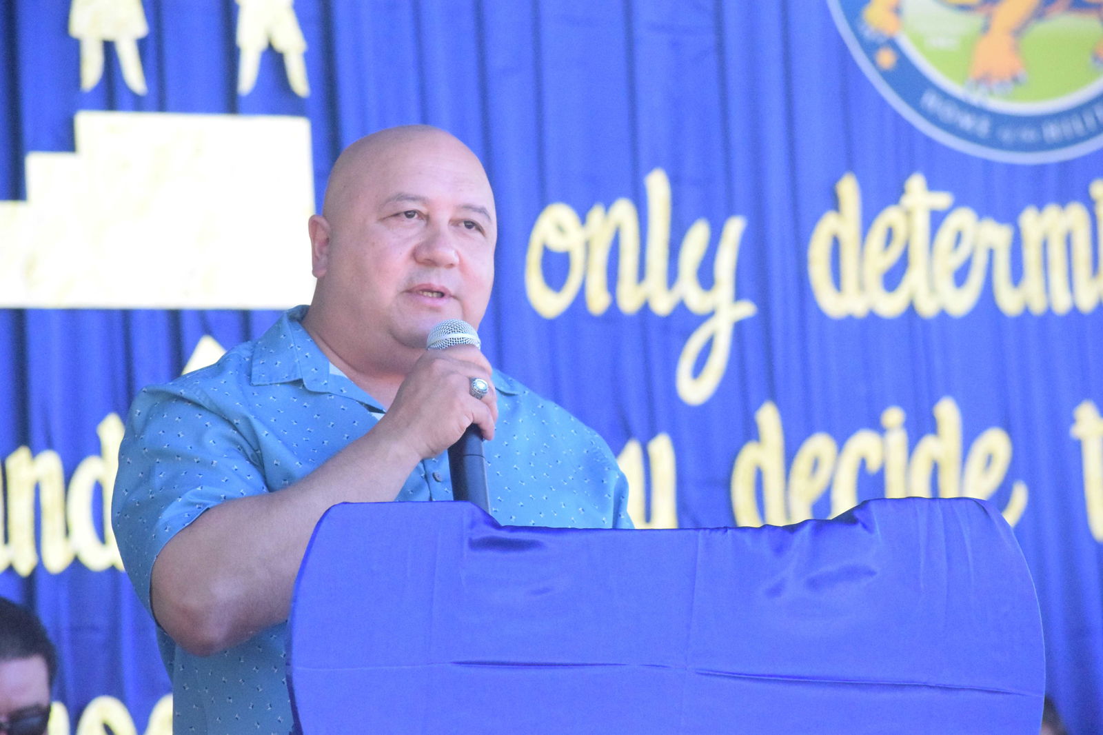 Commissioner of Education Lawrence F. Camacho delivers his remarks.