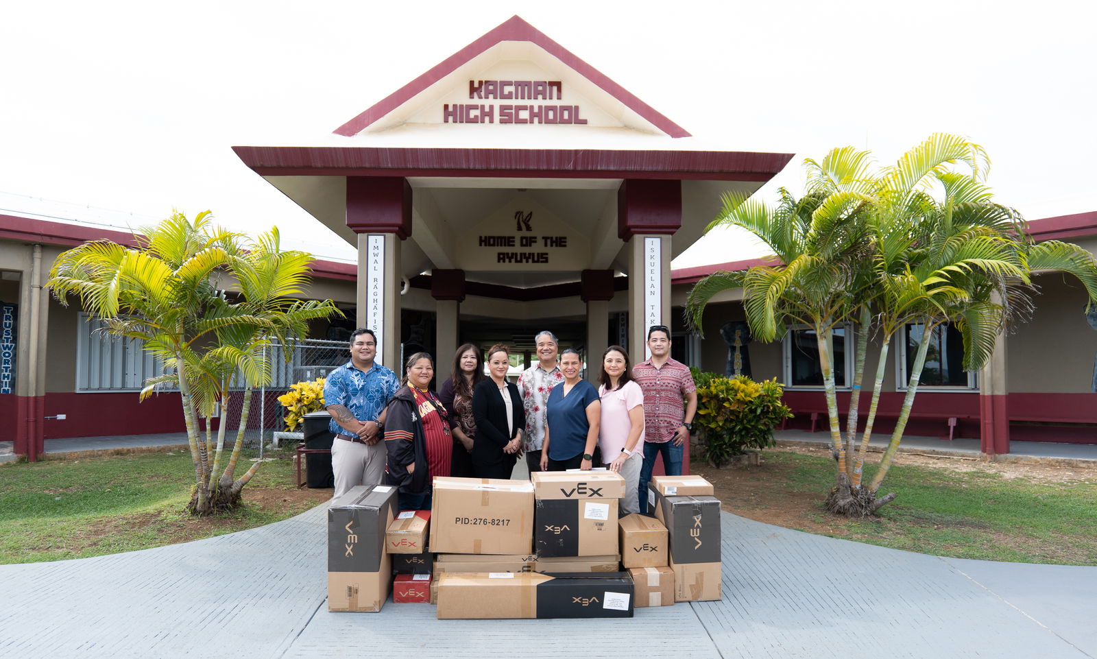 From left, Jose Mafnas, Jr., corporate counsel, Triple J; Francisca Bondoc, Kagman High School vice principal; Rachel Roque, leasing manager, Triple J; Deanna Reyes, Surfrider Hotel manager; Frank Ada, HR director, Triple J; Shirley Norita, KHS vice principal; Kina Peter, CPA, corporate controller, Triple J; and Ringo Medina, assistant operations manager, Triple J Catering.
