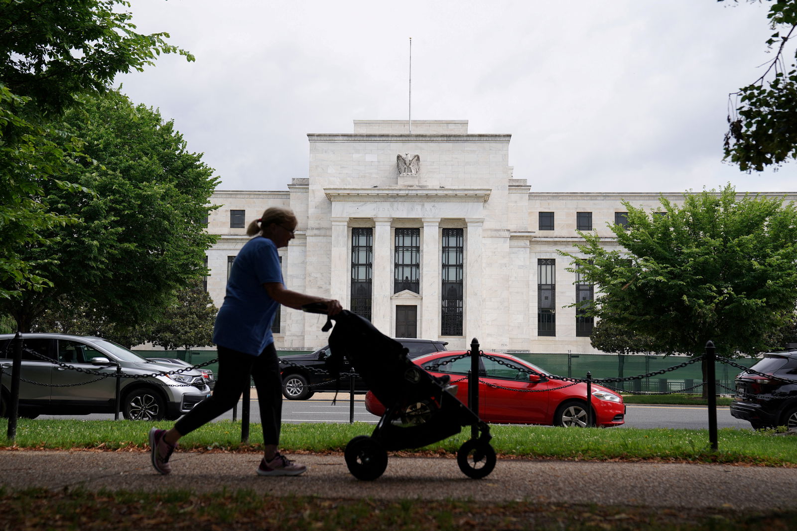 The exterior of the Marriner S. Eccles Federal Reserve Board Building is seen in Washington, D.C., June 14, 2022.