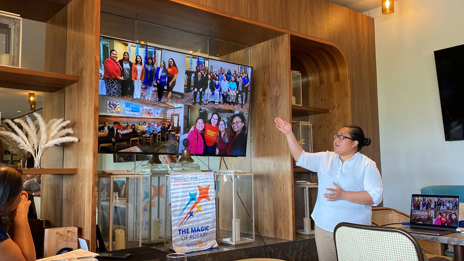 Incoming Rotaract Club of Saipan President Genelin Camacho presents some of the activities they completed over the past year. ​ 