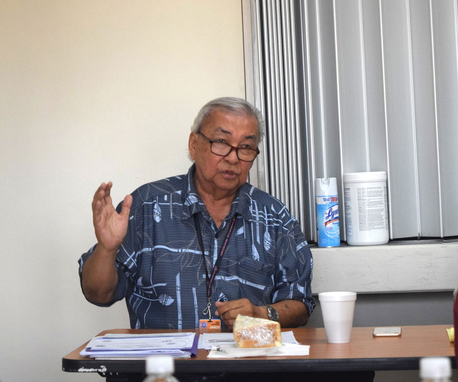 Commonwealth Ports Authority Executive Director Leo B. Tudela speaks during a CPA Board Seaport Affairs Committee meeting on Wednesday.