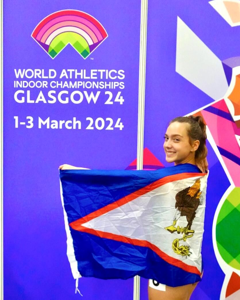 Filamenaleonisa Iakopo poses for a photo during at the World Athletics Indoor Championships in Glasglow, Scotland in March.