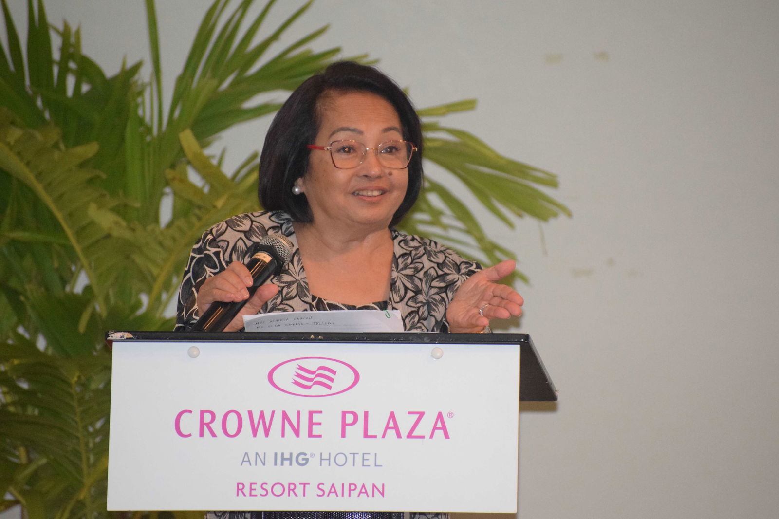 Former Philippine President Gloria Macapagal-Arroyo speaks during a luncheon at the Crowne Plaza Resort's Hibiscus Hall on Friday.