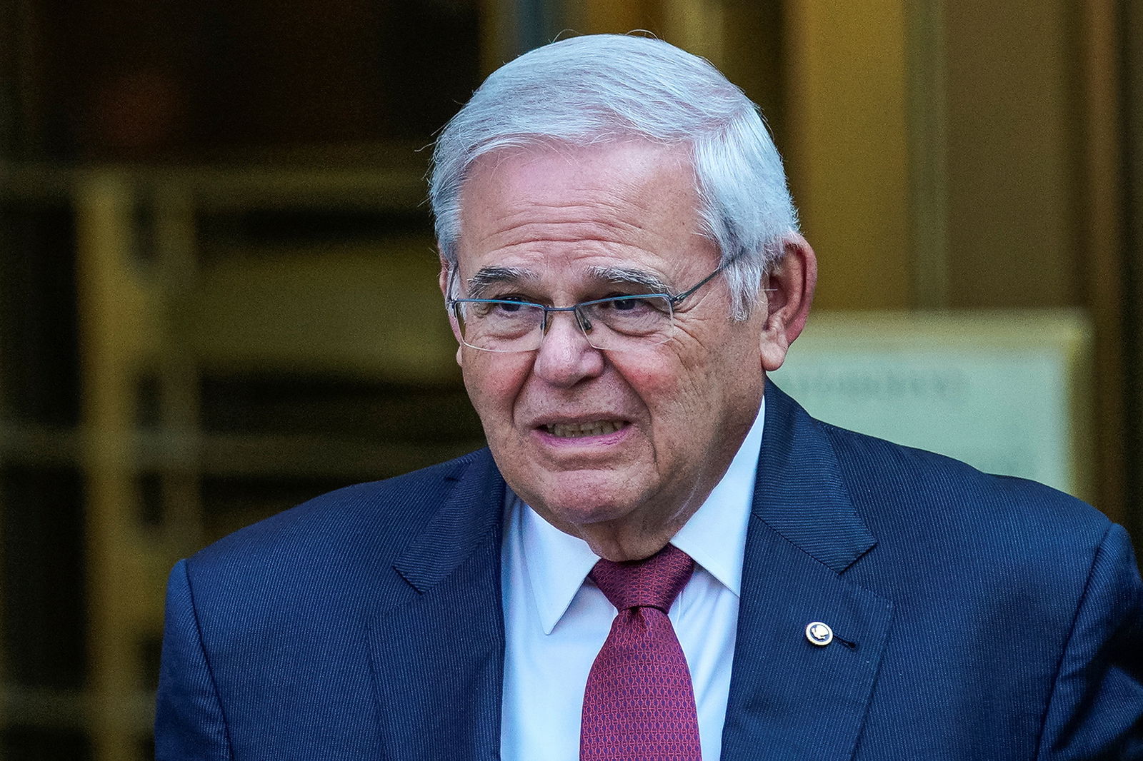 U.S. Senator Robert Menendez, D-NJ. exits federal court during his bribery trial in New York City, July 15, 2024.