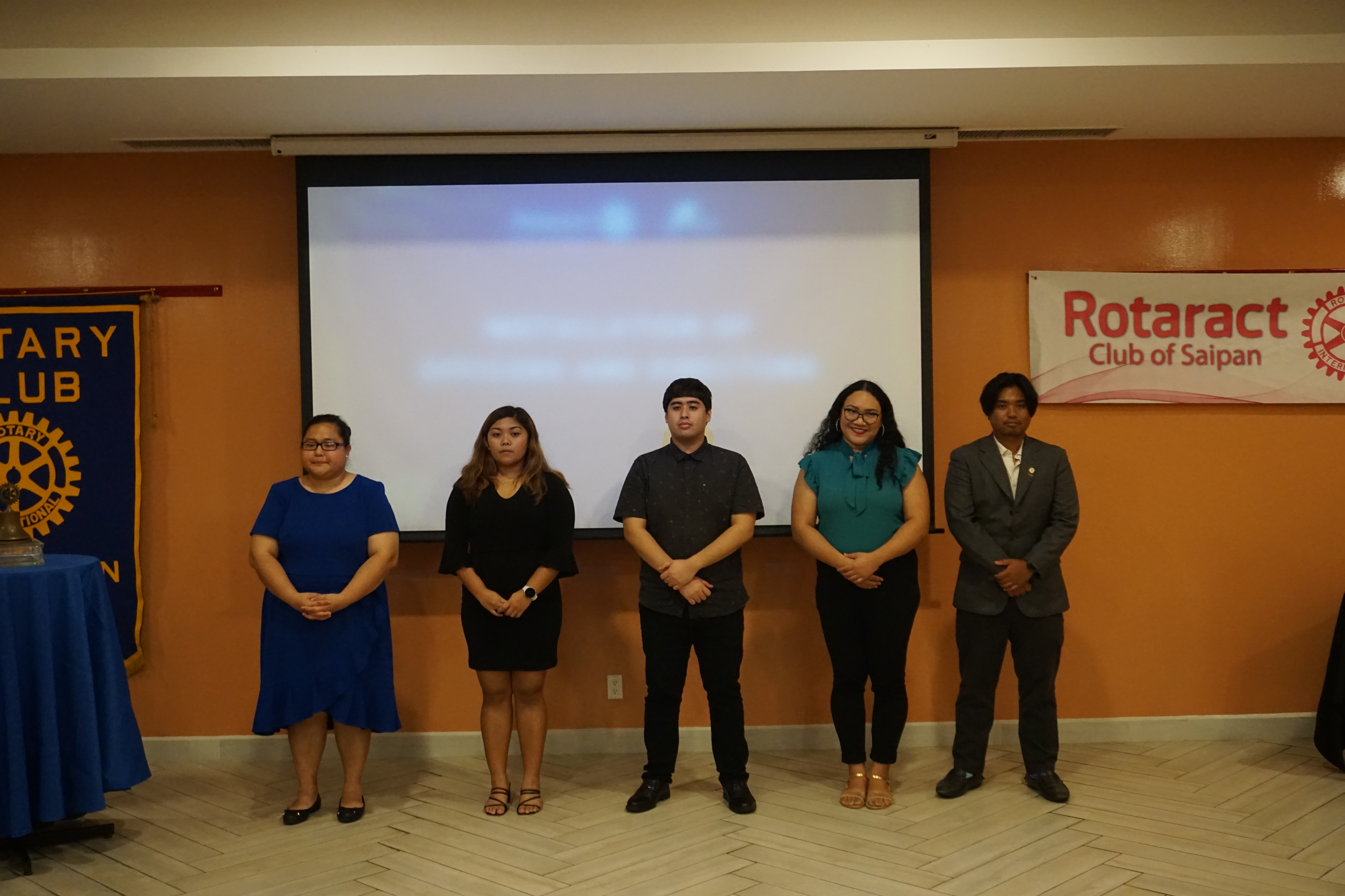 From left, new Rotaract Club ​President and Community Service Director Genelin Camacho, Vice President/Treasurer Arriane Antonio, Secretary Michael Camacho, Club Service Director Hillary Agulto, and International Service Director Simon Necesito.