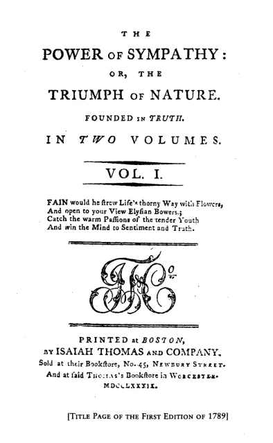 This image released by Penguin Classics shows the title page of the first edition of the 1789 book “The Power of Sympathy” by William Hill Brown.