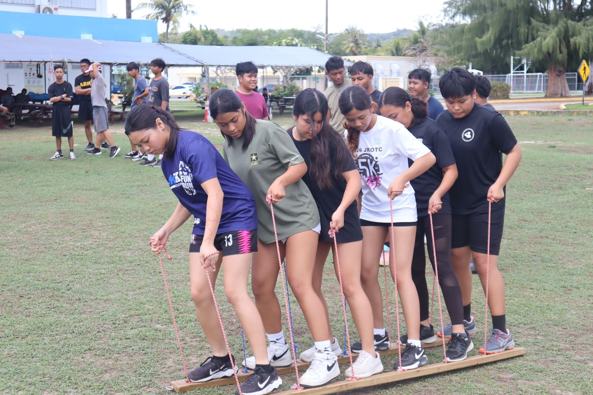 Bravo Company girls participate in “Texas Skis.”