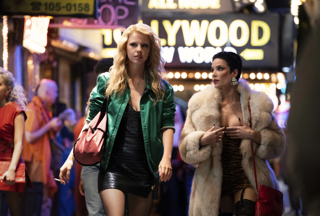 Mia Goth, left, and Halsey in a scene from “MaXXXine.”