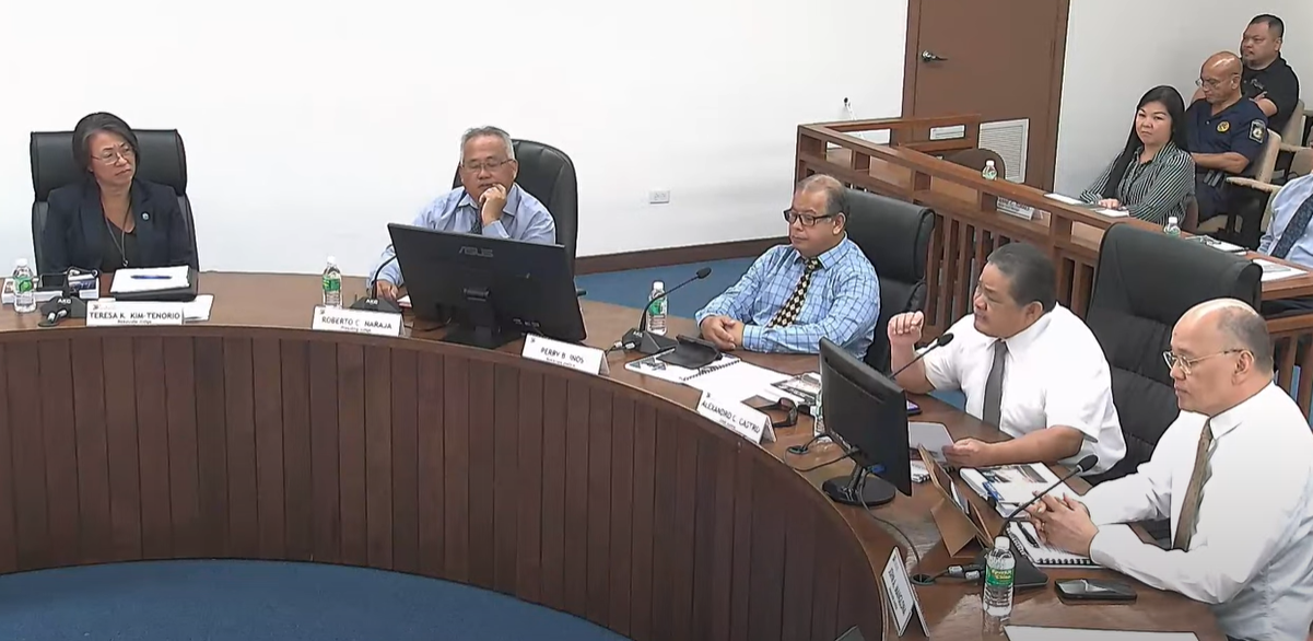 Judiciary officials led by Chief Justice Alexandro Castro, 2nd right foreground, appear before the House Ways and Means Committee during a budget hearing on Monday.