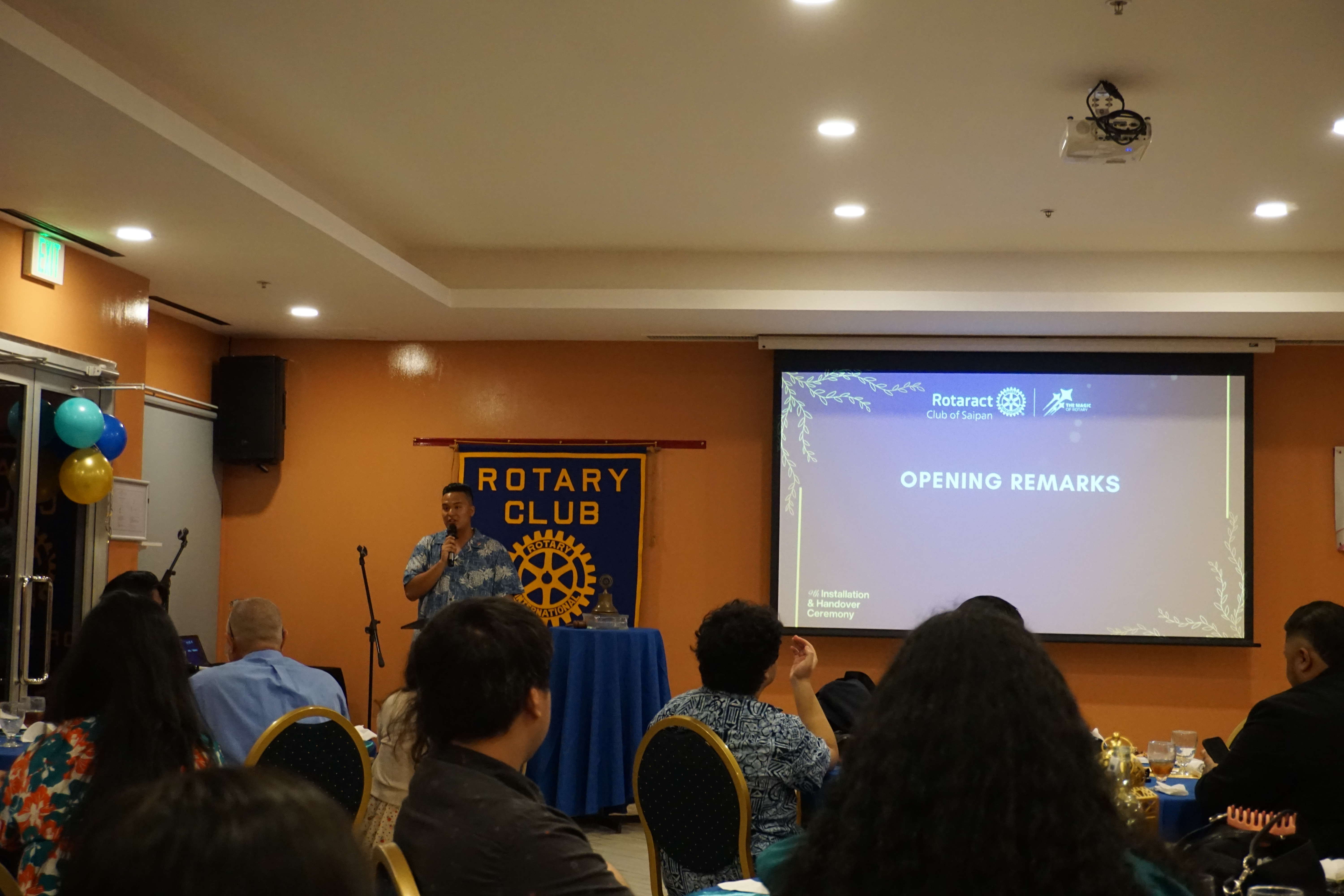 Outgoing Rotaract Club President Richard Baleares emphasized teamwork in his address​​.