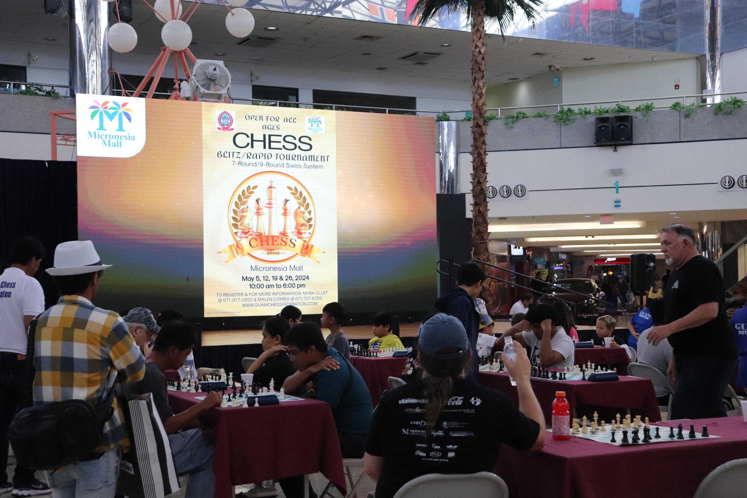 Guam Chess Federation held a chess tournament in the Micronesia Mall Center Court in May 2024.
