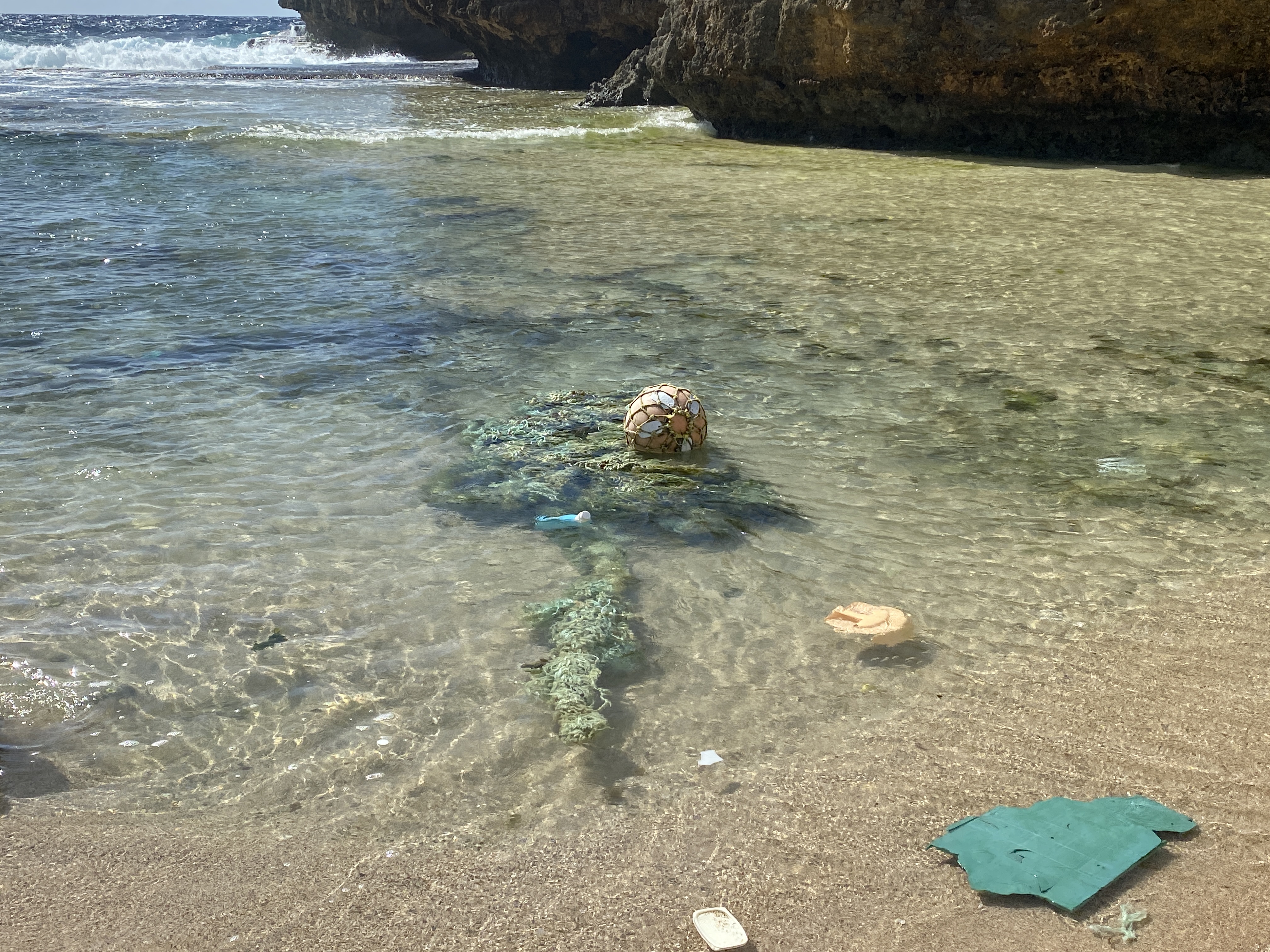 A fishing net is seen entangled at the Old Man by the Sea beach.