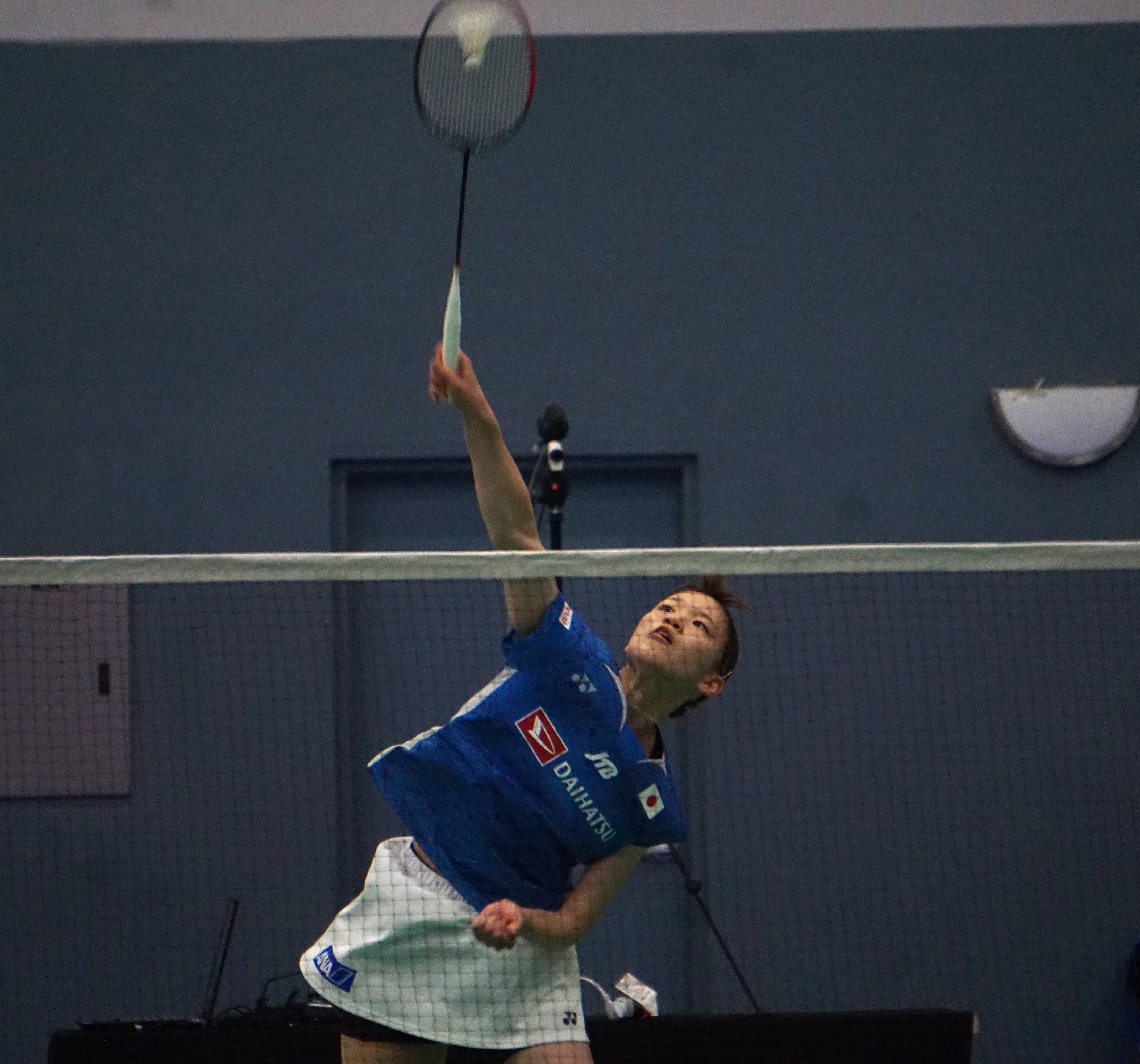 Kaoru Sugiyama extends for a smash return against Sakura Masuki during the women’s singles finals match of the Crowne Plaza Northern Marianas Open at the Ada gym.