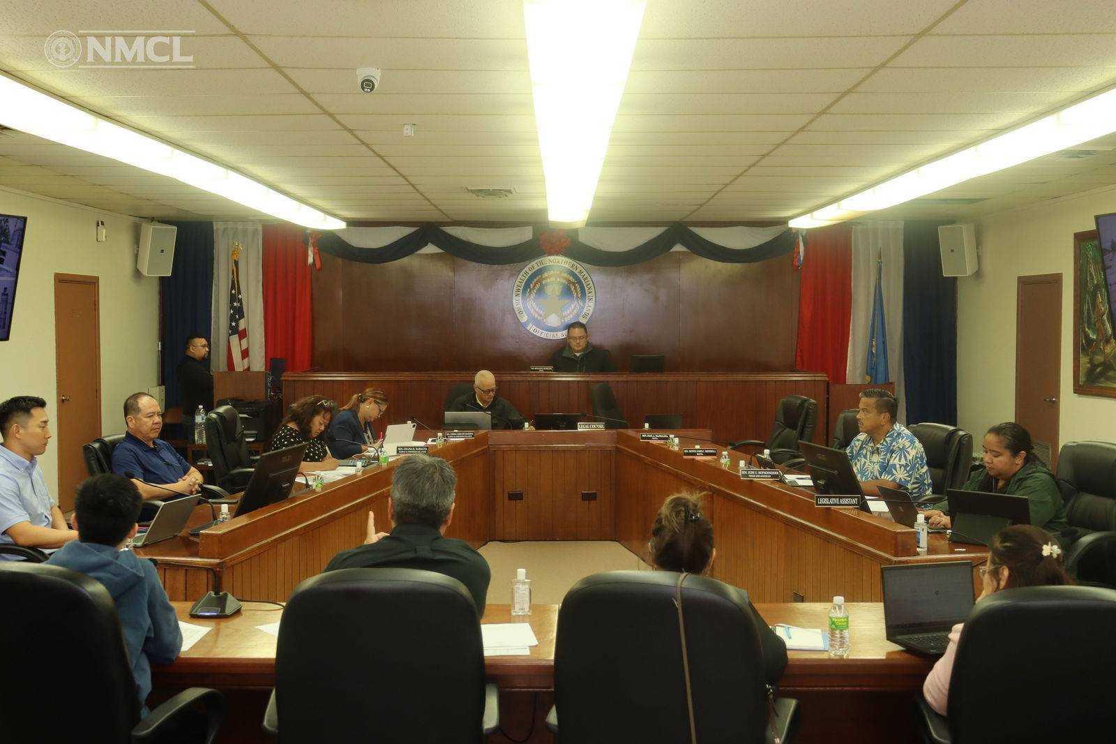 Senate Fiscal Affairs Committee Chair Donald Manglona presides over a hearing on the proposed fiscal year 2025 budget for the Marianas Visitors Authority on Wednesday in the Senate chamber.