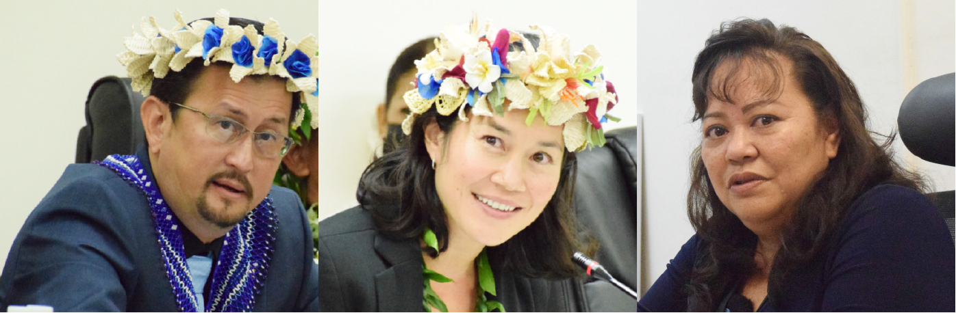 From left, House Floor Leader Edwin Propst, former Rep. Tina Sablan and Sen. Celina Babauta.