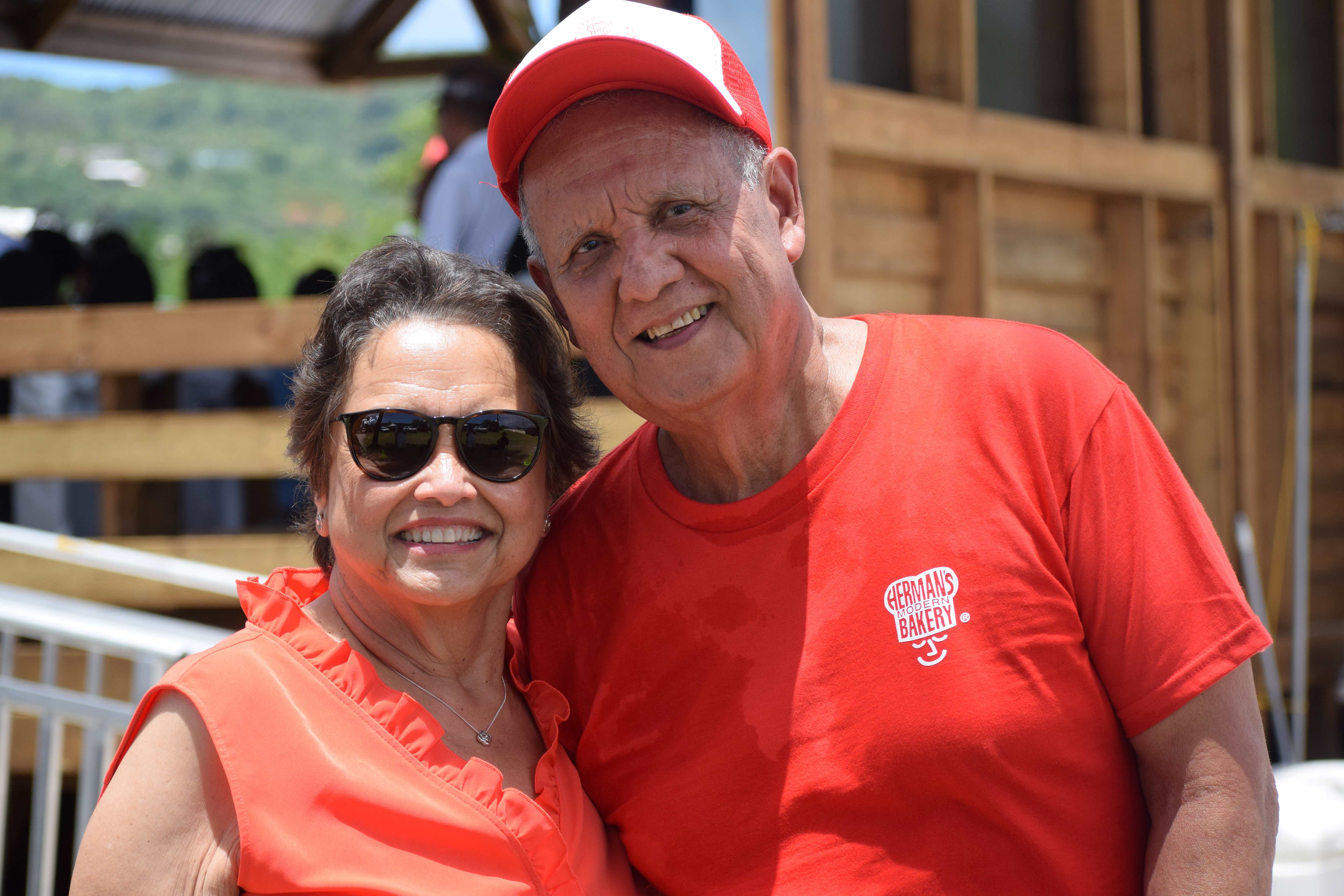 Guam Gov. Lourdes A. Leon Guerrero and Herman’s Modern Bakery President Herman “Junpan” T. Guerrero pose for photo during the Liberation Day parade at the Garapan Fishing Base on Thursday.