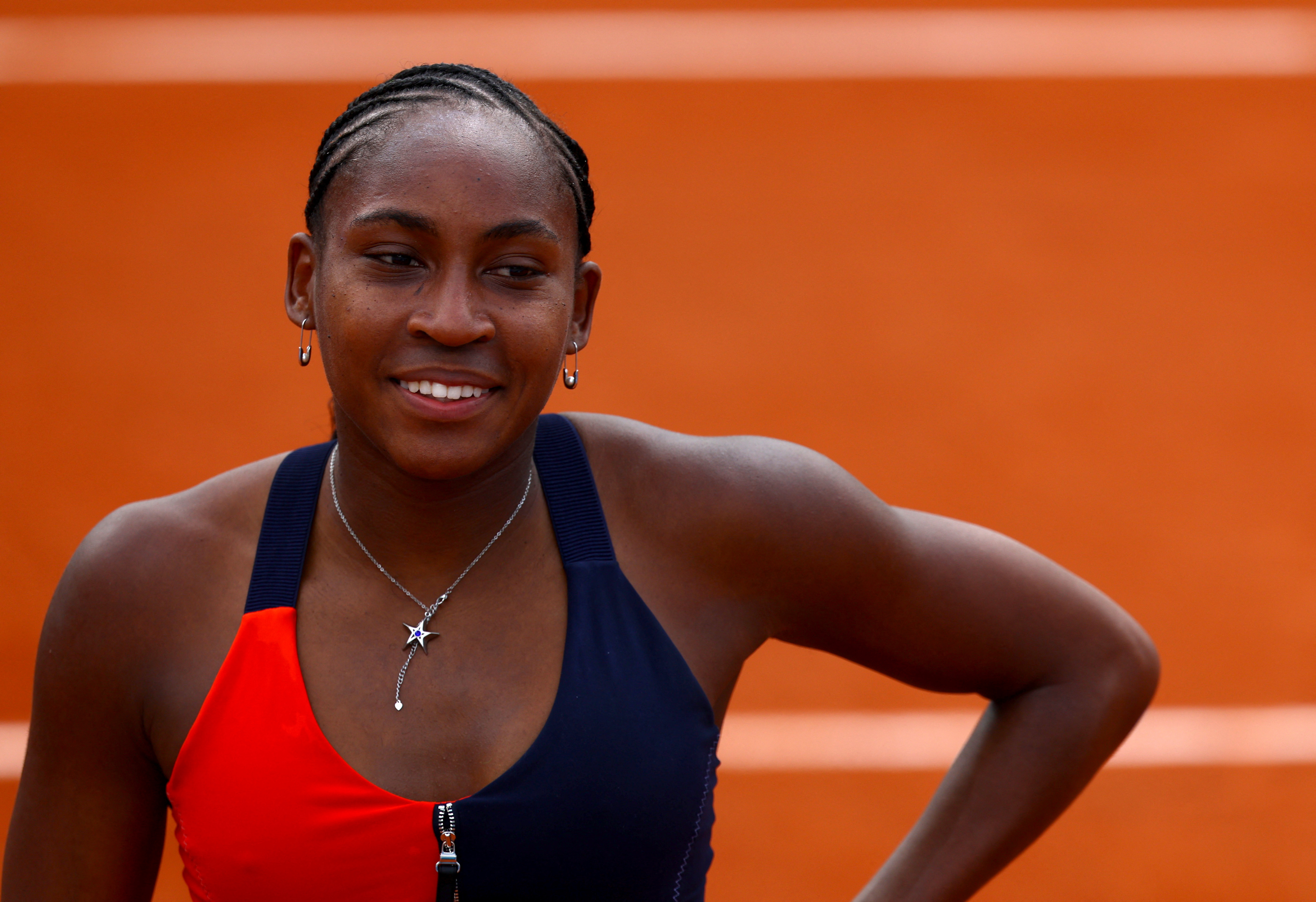 Coco Gauff of the U.S. during training at the Roland Garros Stadium, Paris, France on July 24, 2024.