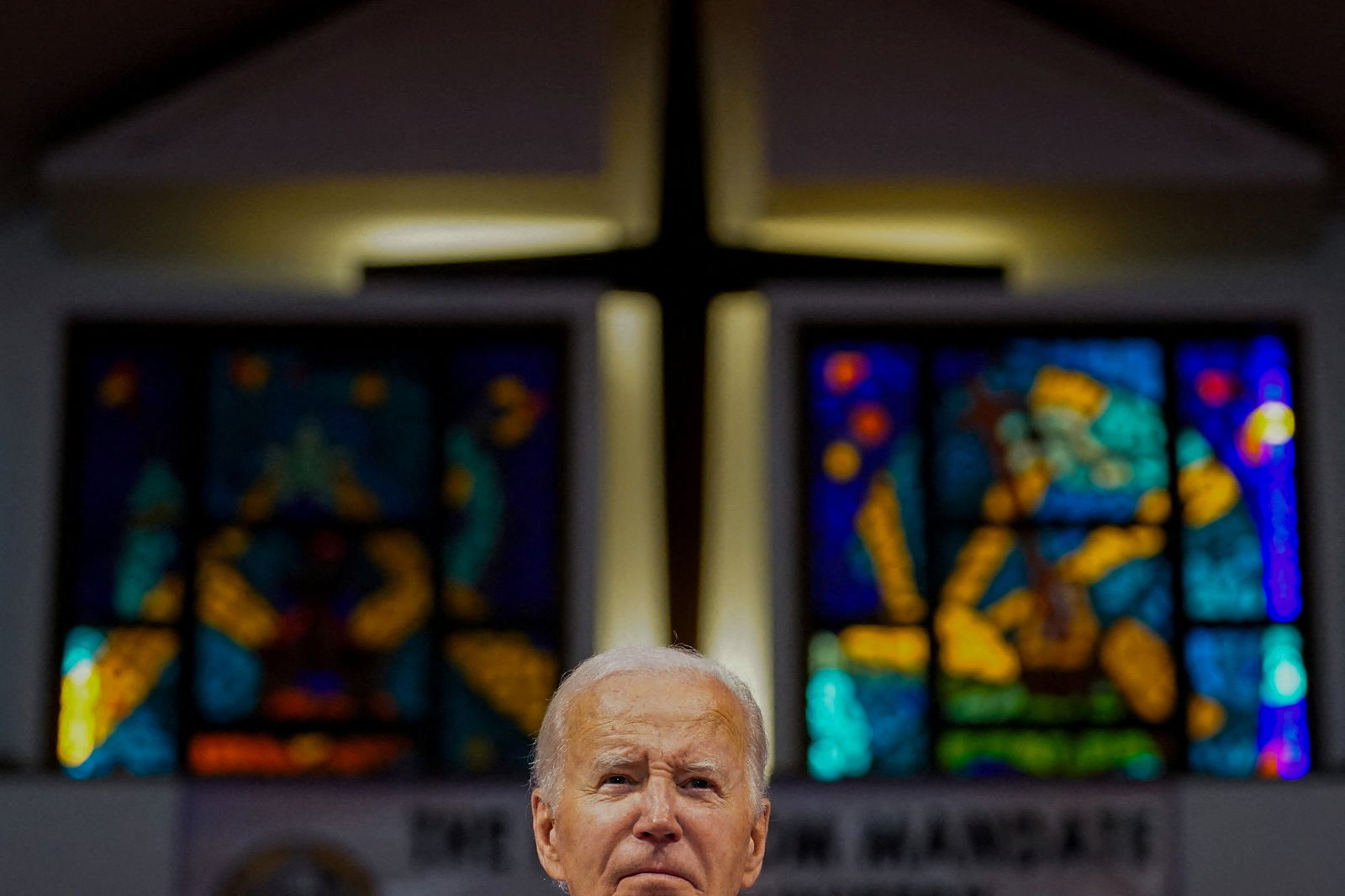 President Joe Biden attends a church service at Mt. Airy Church of God in Christ in Philadelphia, Pennsylvania, July 7, 2024.