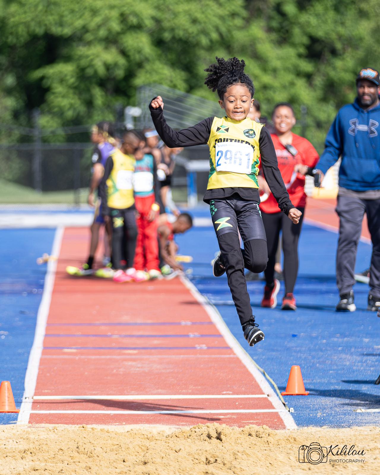 Jayceon Smiling makes an attempt in a long jump event.